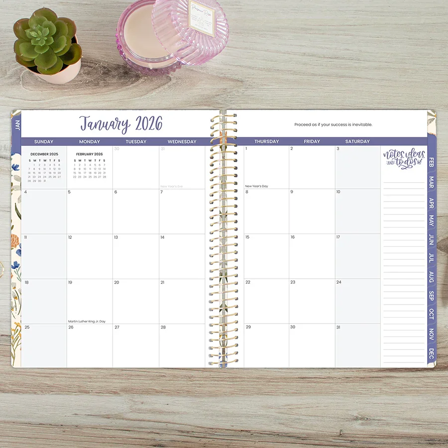 2026 Hard Cover Planner, 8.5" x 11", Whimsical Wildflowers - Image 14