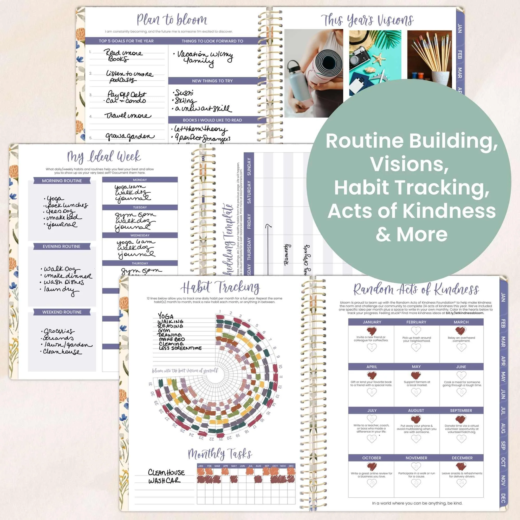 2026 Hard Cover Planner, 8.5" x 11", Whimsical Wildflowers - Image 7