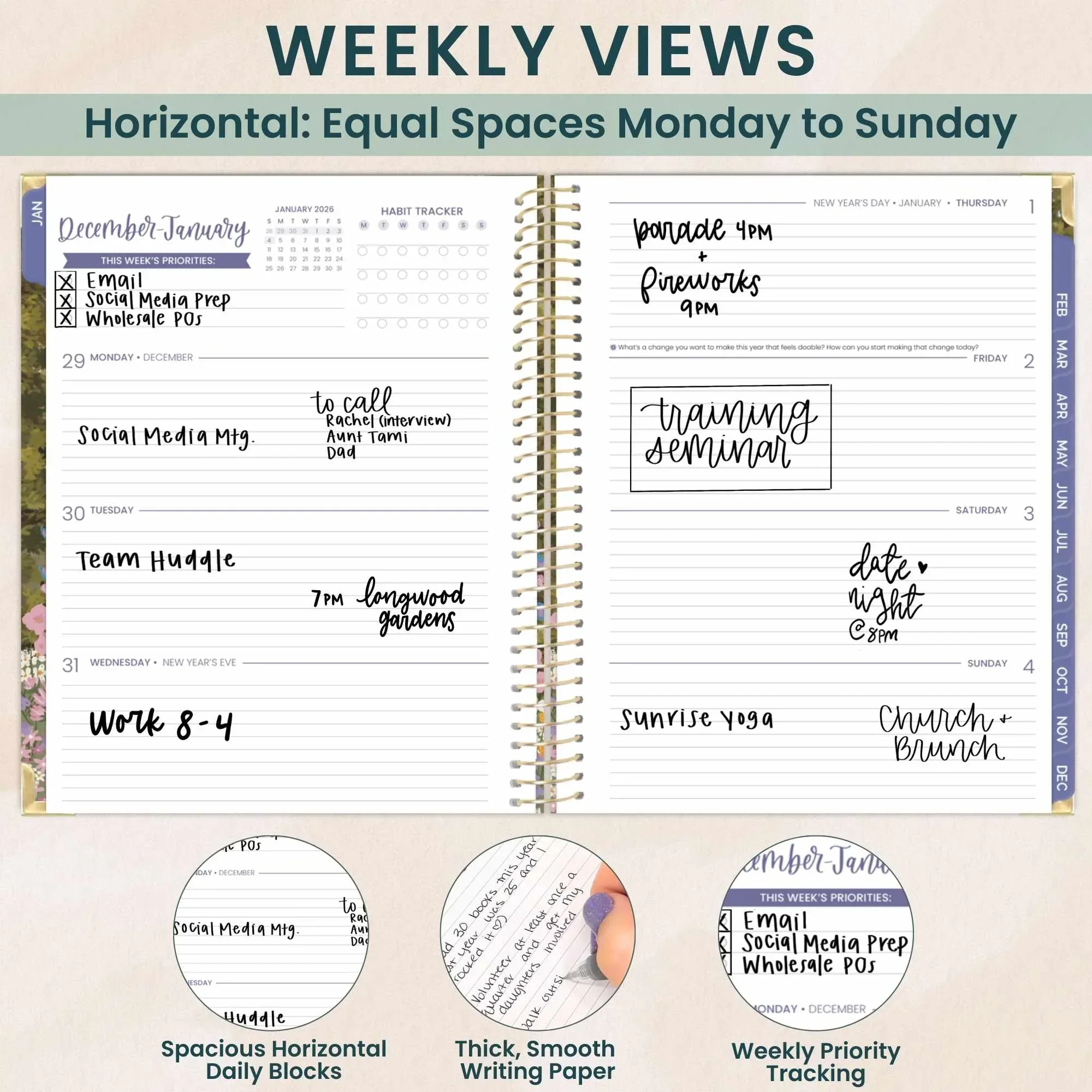 2026 Hard Cover Planner, 8.5" x 11", Wildflower Mountainside - Image 6
