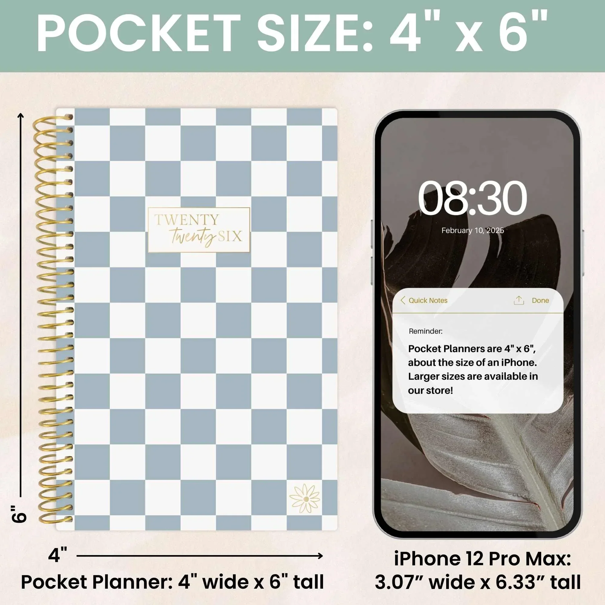 2026 Soft Cover Planner, 4" x 6", Checkered - Image 7
