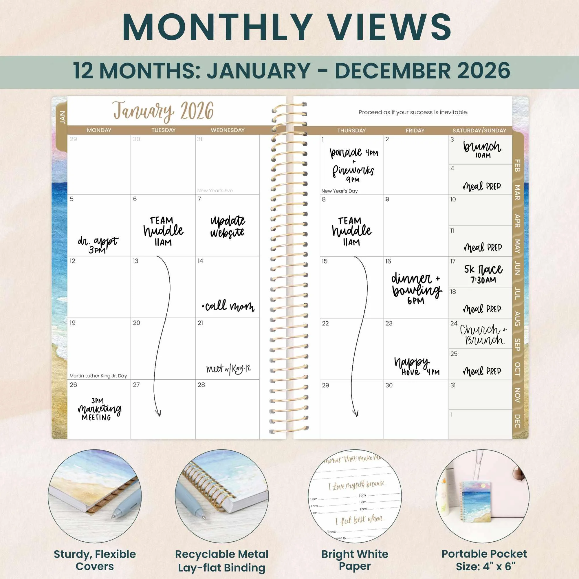 2026 Soft Cover Planner, 4" x 6", Coastal Calm - Image 3