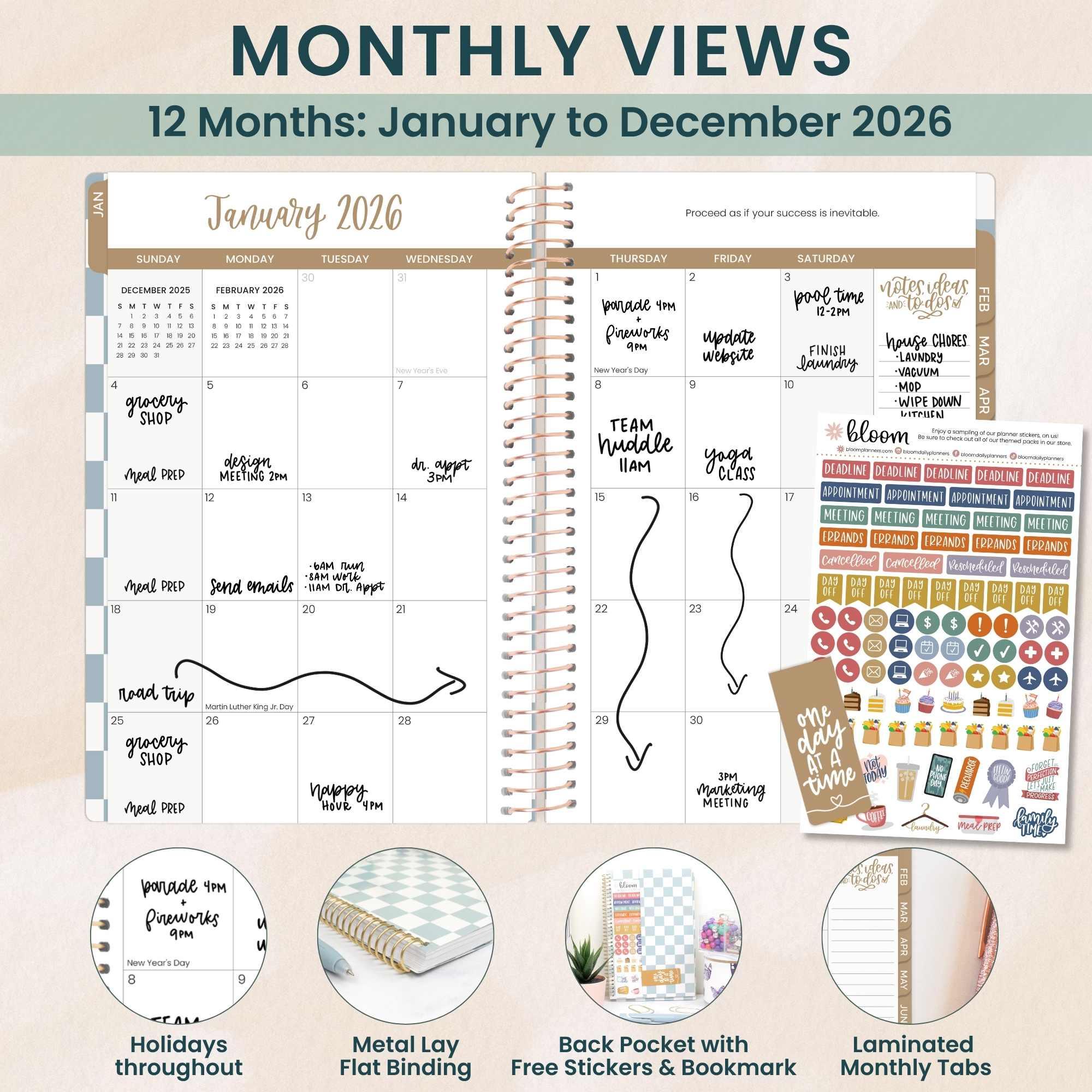 2026 Soft Cover Planner, 5.5" x 8.25", Checkered - Image 4