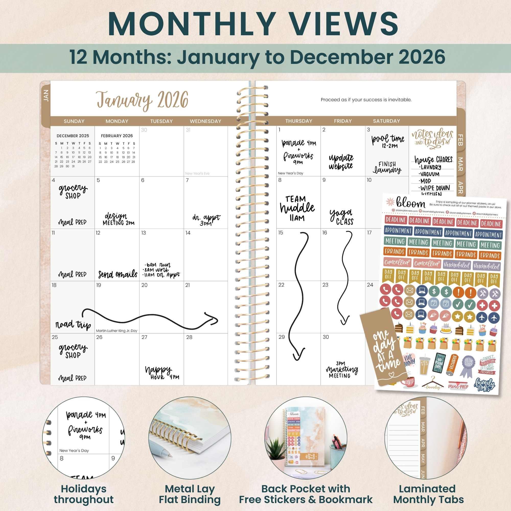 2026 Soft Cover Planner, 5.5" x 8.25", Ocean Oasis - Image 4