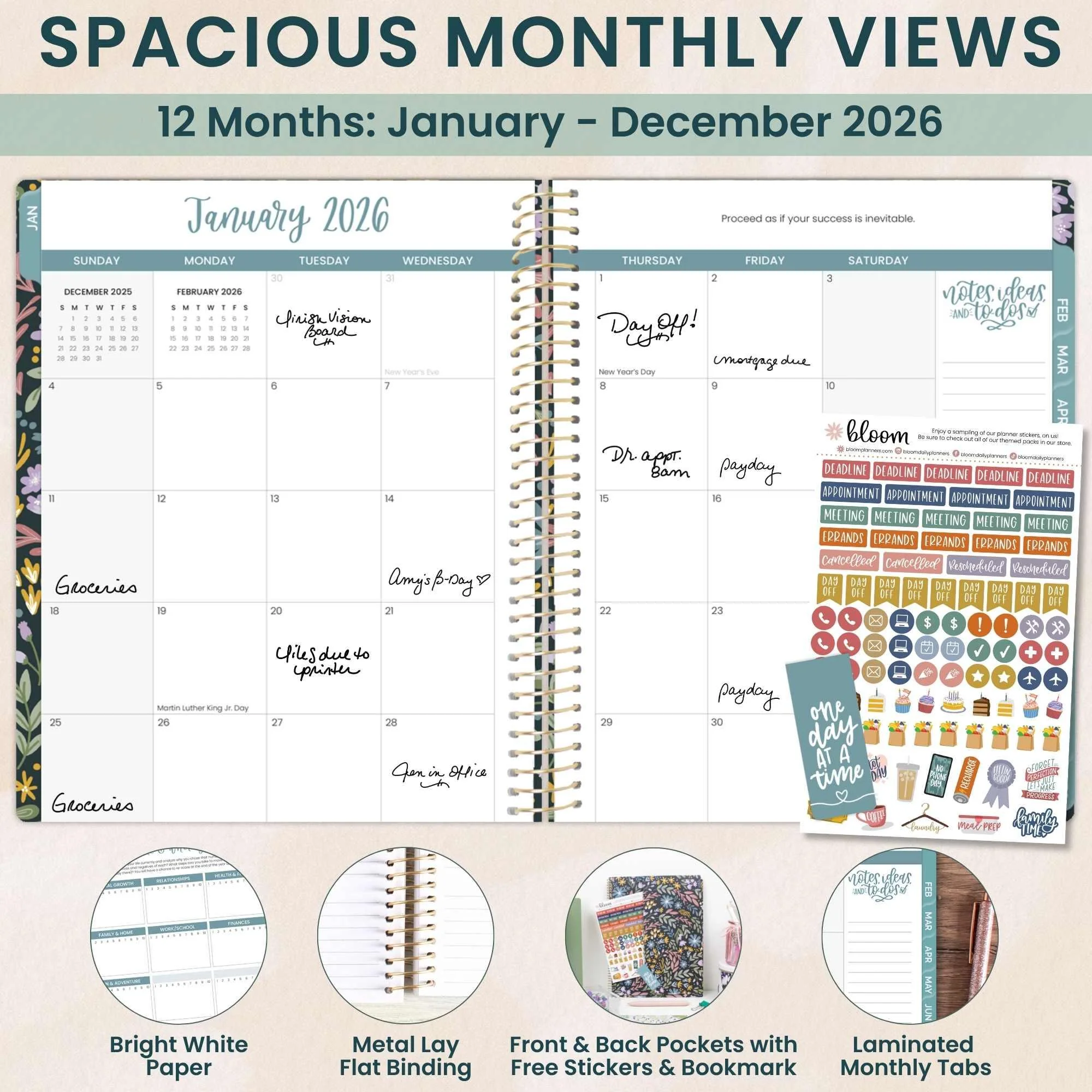 2026 Soft Cover Planner, 8.5" x 11", Be Kind - Image 3