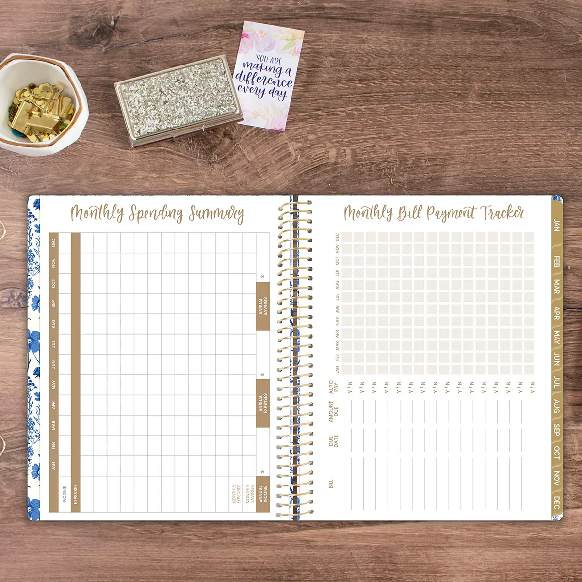2026 Soft Cover Planner, 8.5" x 11", Blue & White Floral - Image 16