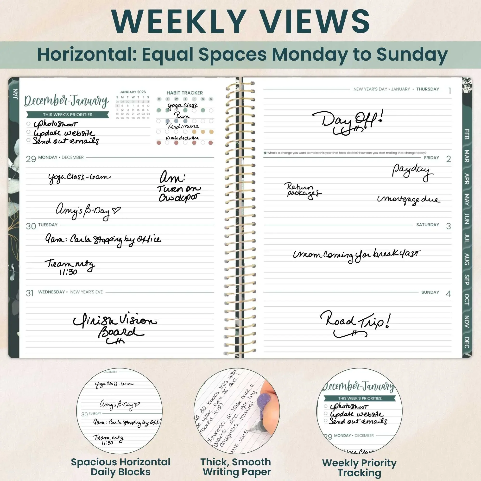 2026 Soft Cover Planner, 8.5" x 11", Eucalyptus, Green - Image 4