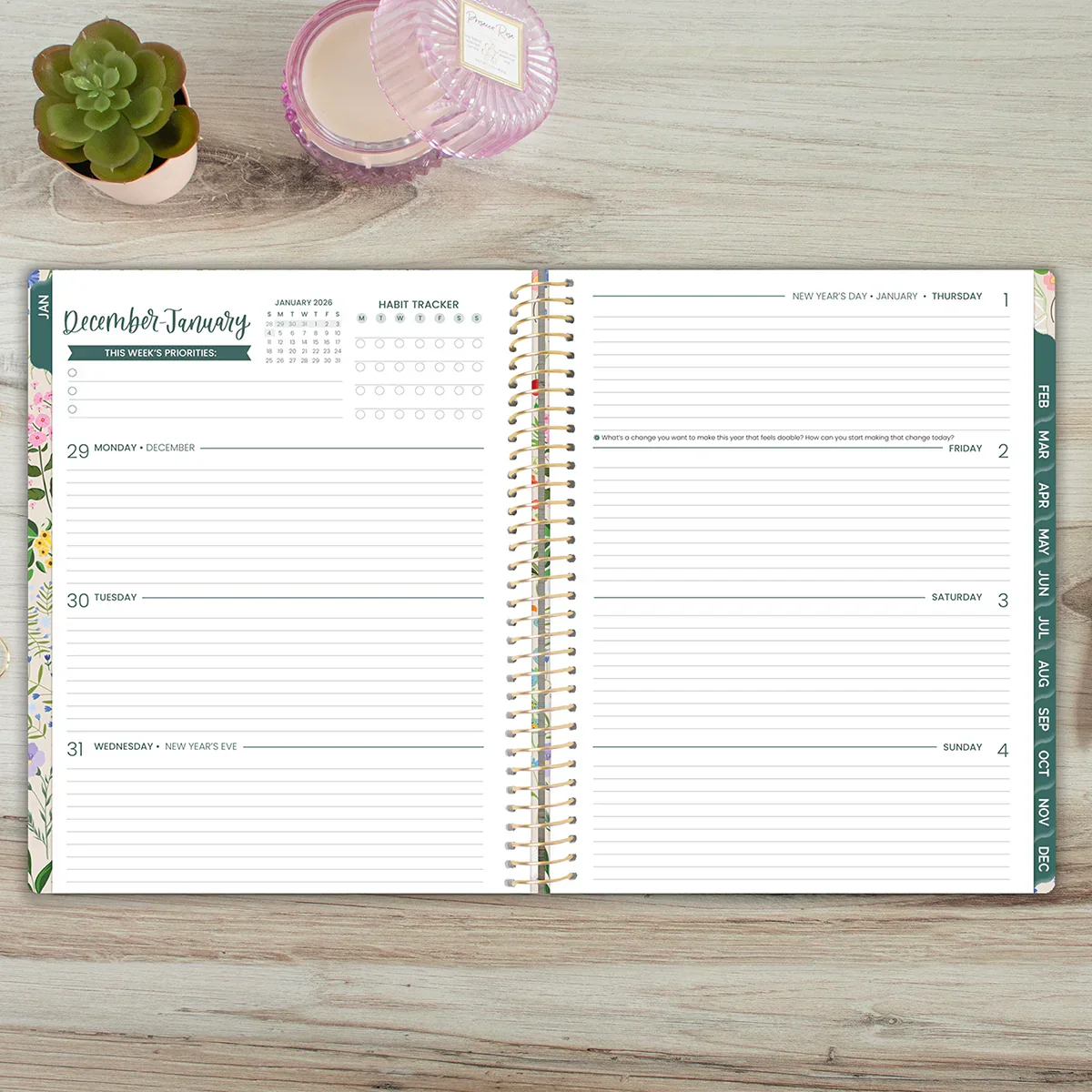 2026 Soft Cover Planner, 8.5" x 11", Garden Party, Beige - Image 13