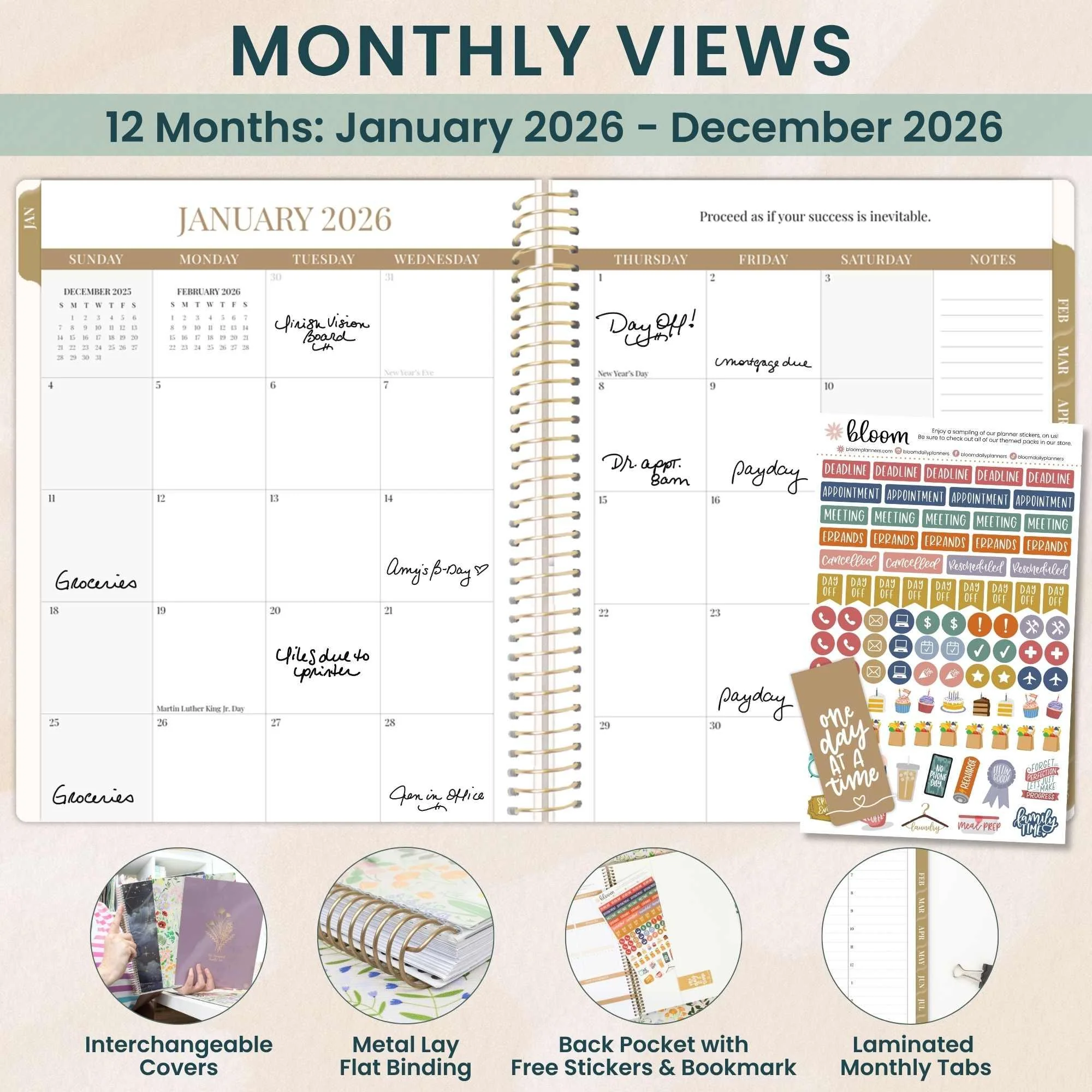 2026 Timed Vertical Weekly Planner, 8.5" x 11", Interchangeable Cover - Image 5