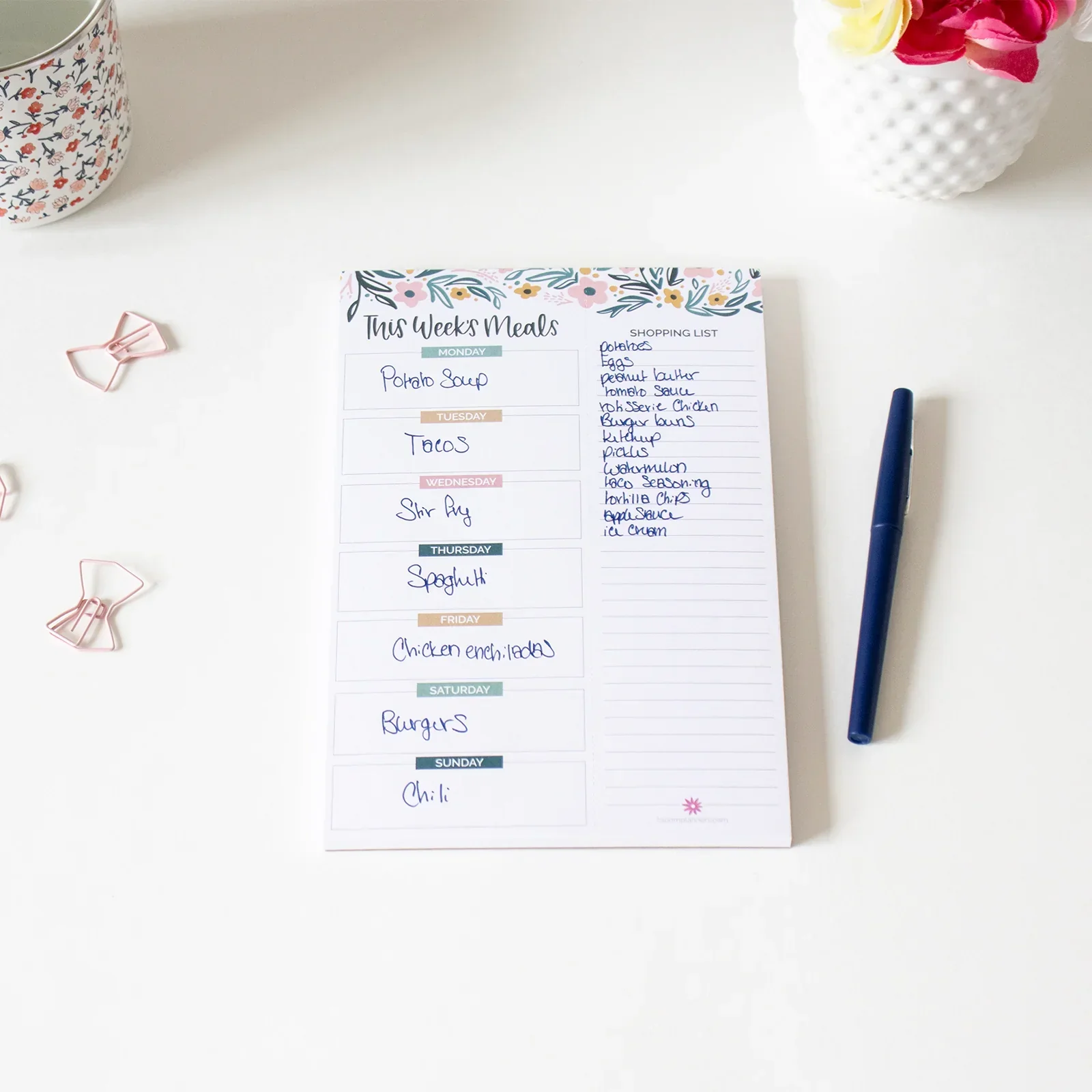 Planning Pad, 6" x 9", Meal Planning Pad with Magnets, Garden Blooms - Image 10