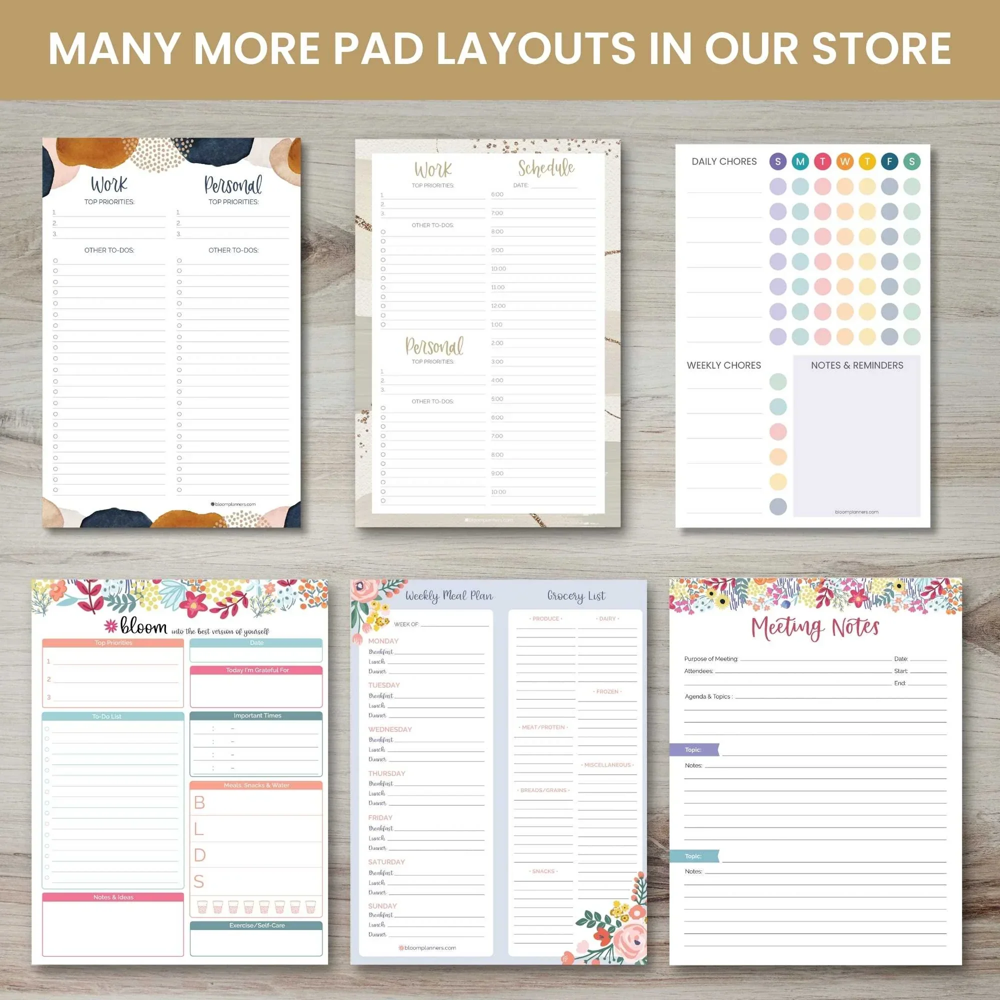 Planning Pad, 6" x 9", Meal Planning Pad with Magnets, Garden Blooms - Image 14