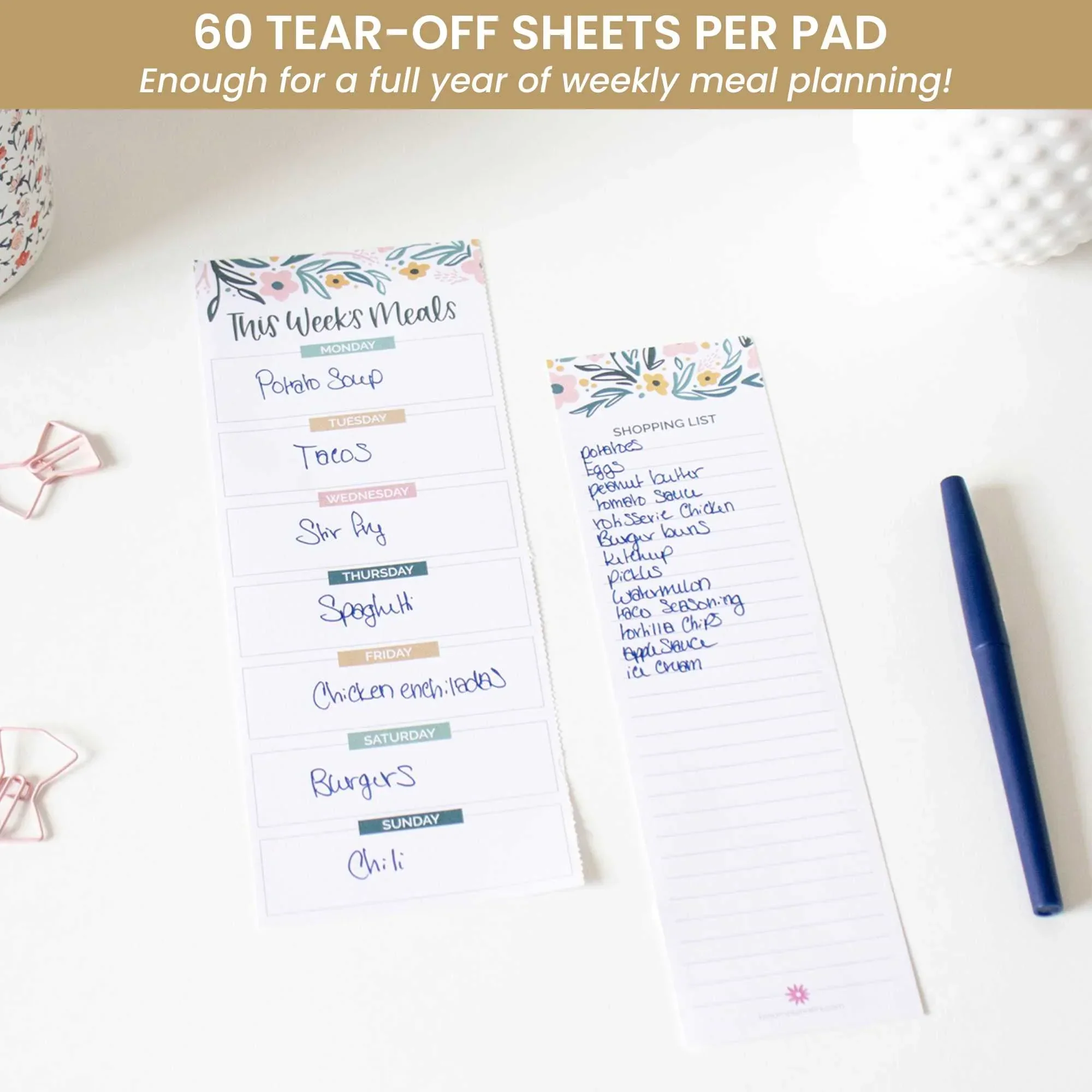 Planning Pad, 6" x 9", Meal Planning Pad with Magnets, Garden Blooms - Image 4