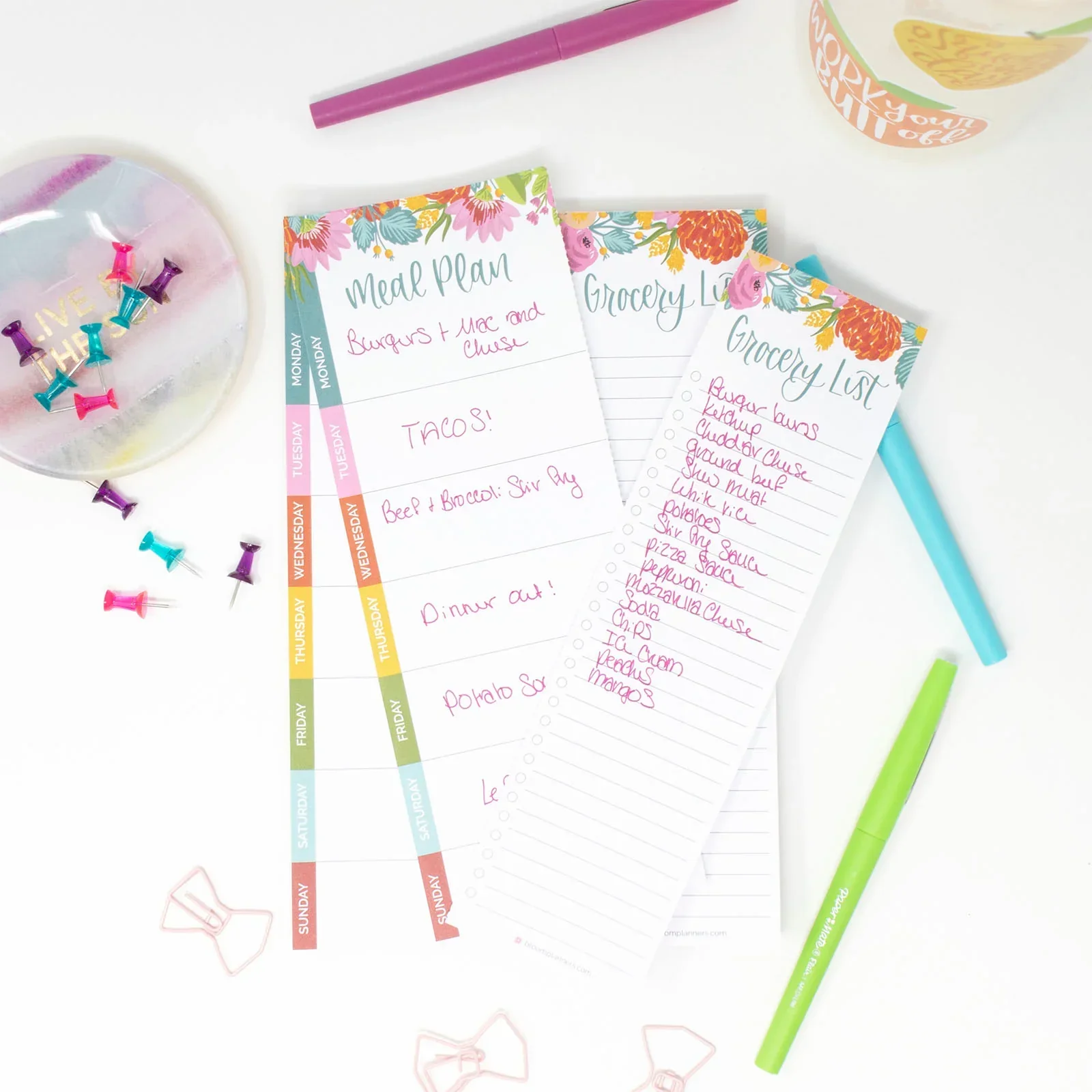 Planning Pad, 6" x 9", Meal Planning Pad with Magnets, Pink Floral - Image 10