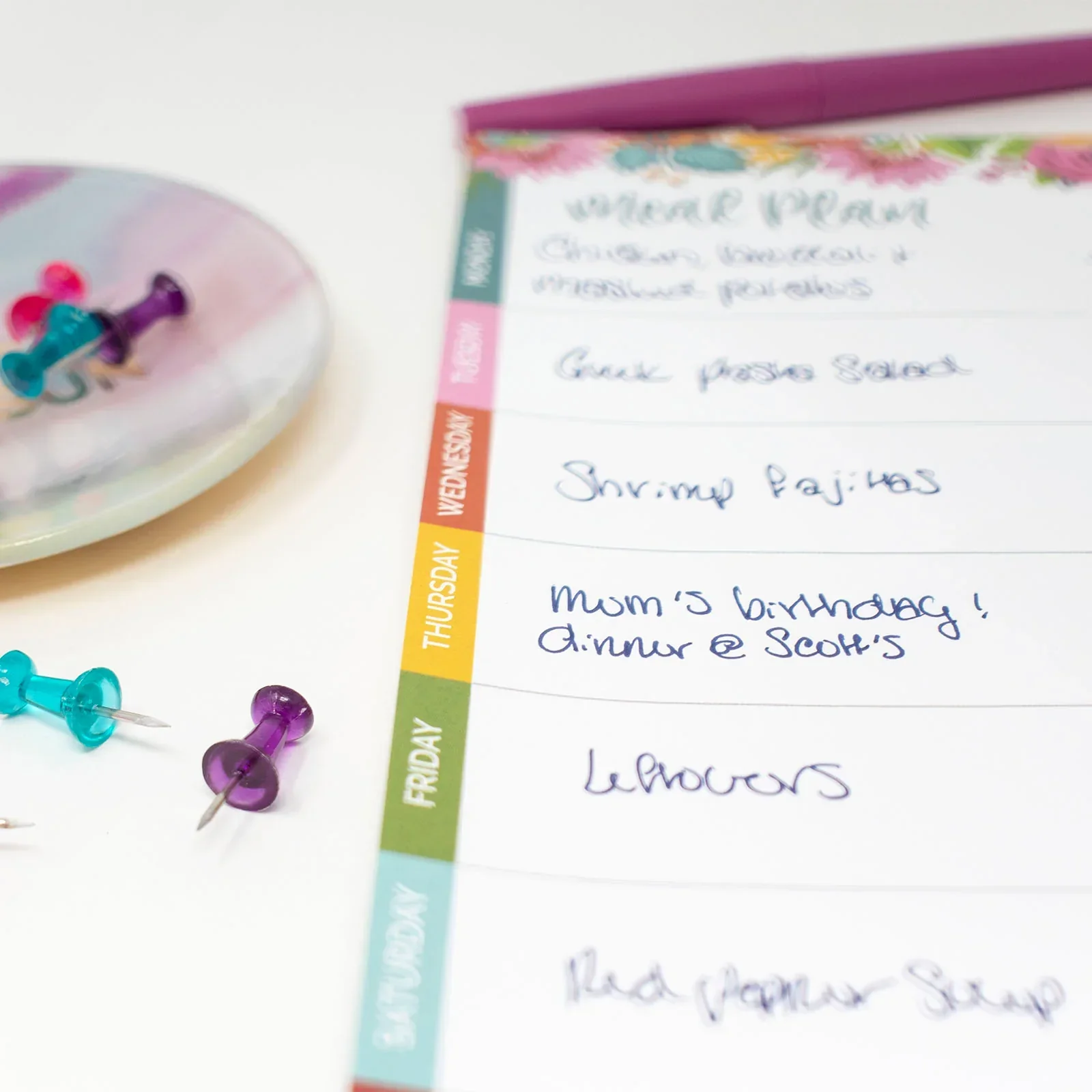 Planning Pad, 6" x 9", Meal Planning Pad with Magnets, Pink Floral - Image 6