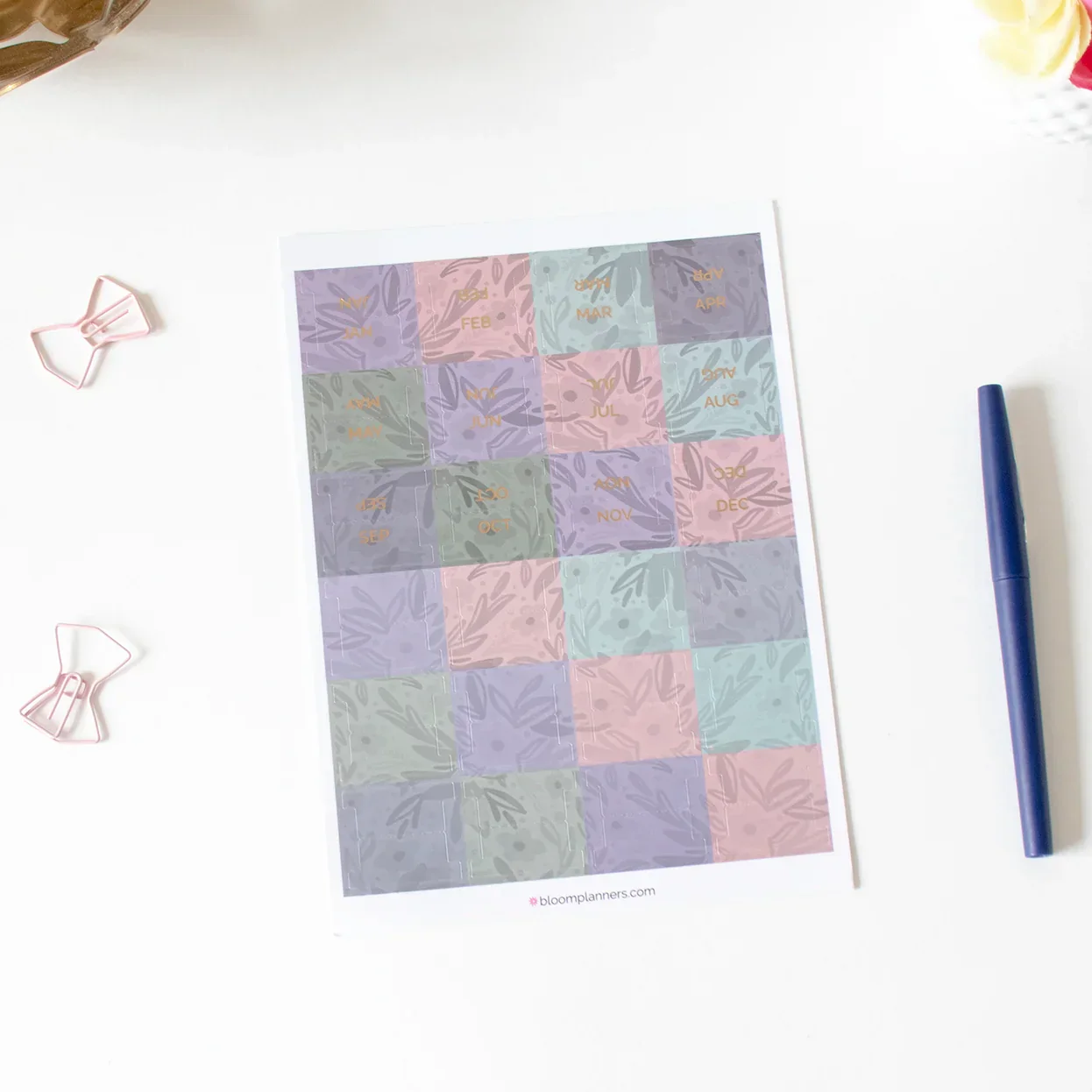 24 Piece Planner Tab Sticker Set, Jewel Floral - Image 4