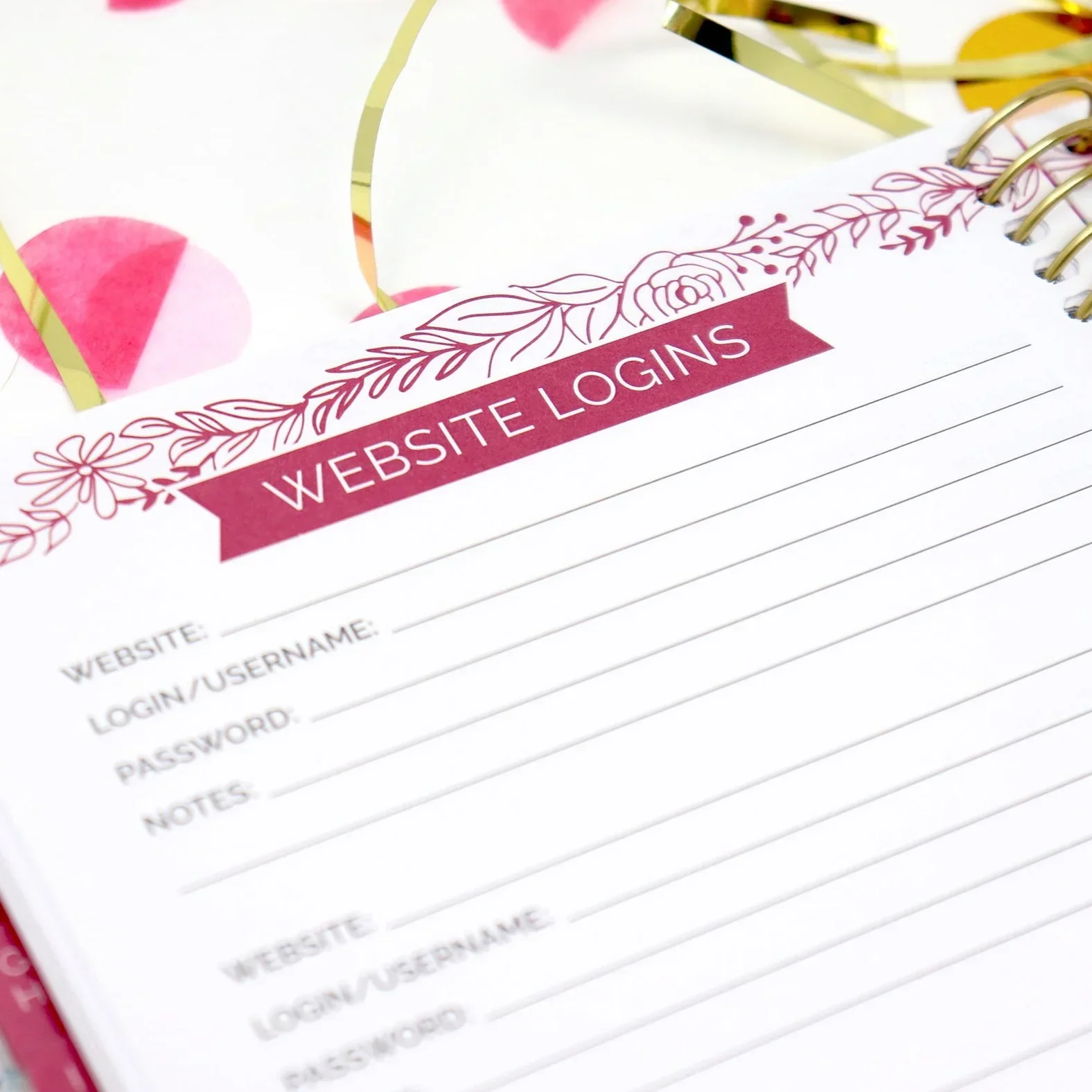 Contact Book, Vintage Floral Gold Stamp - Image 9