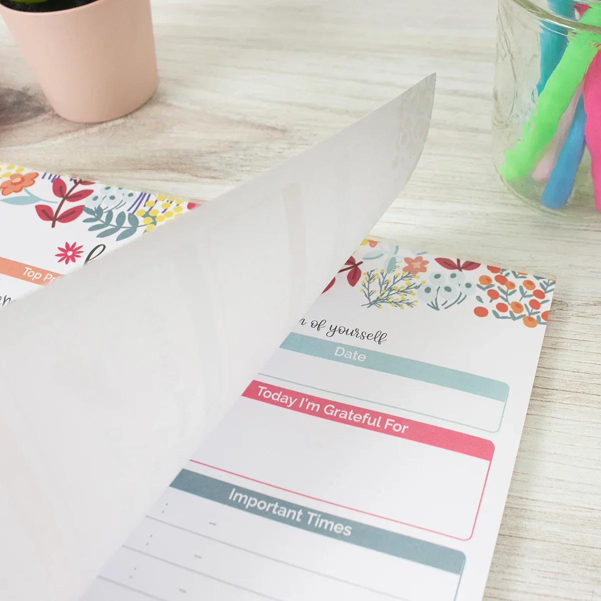 Planning Pad, 8.5" x 11", Daily Planning System, Floral Dots - Image 6