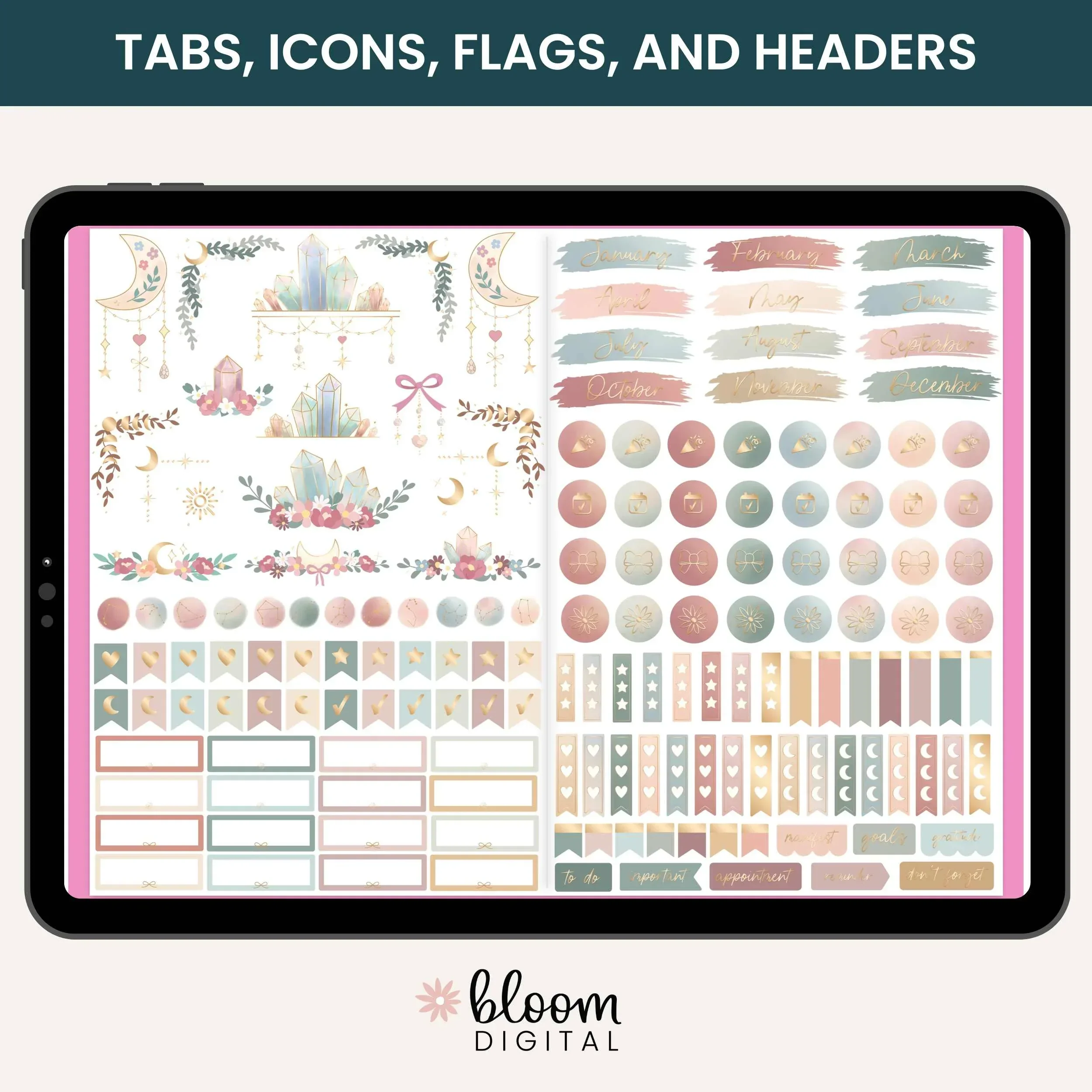 Digital Planner Stickers | Simply Gilded x bloom Boho Celestial Pack - Image 5