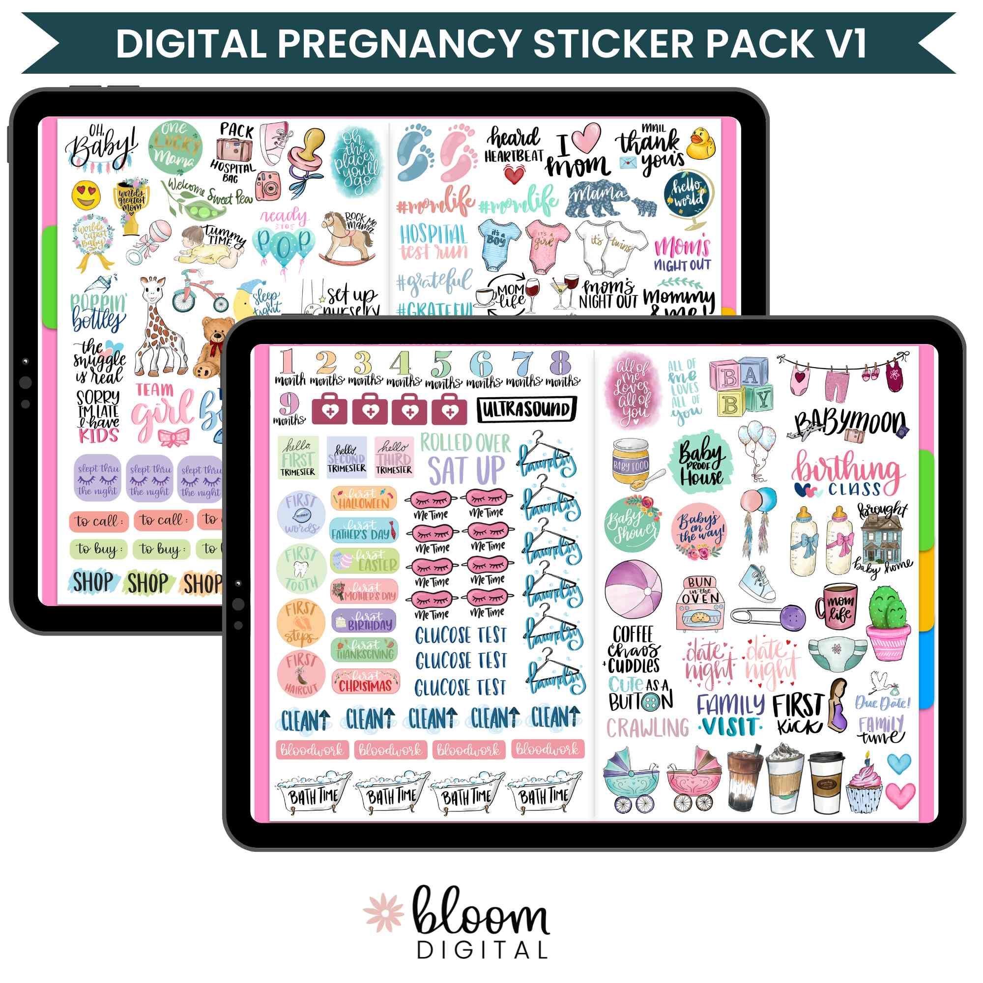 Digital Planner Stickers, Pregnancy & Baby V1 - Image 2
