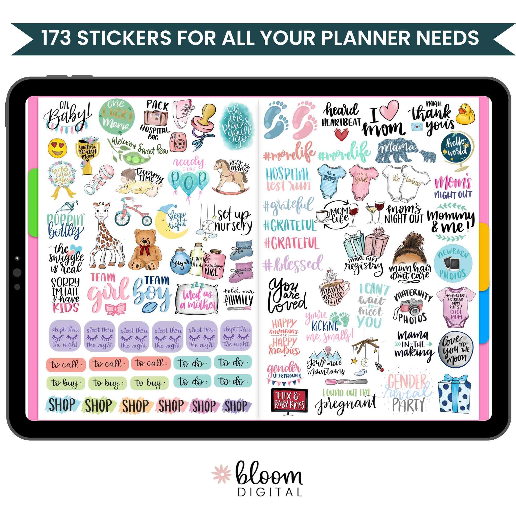 Digital Planner Stickers, Pregnancy & Baby V1 - Image 3