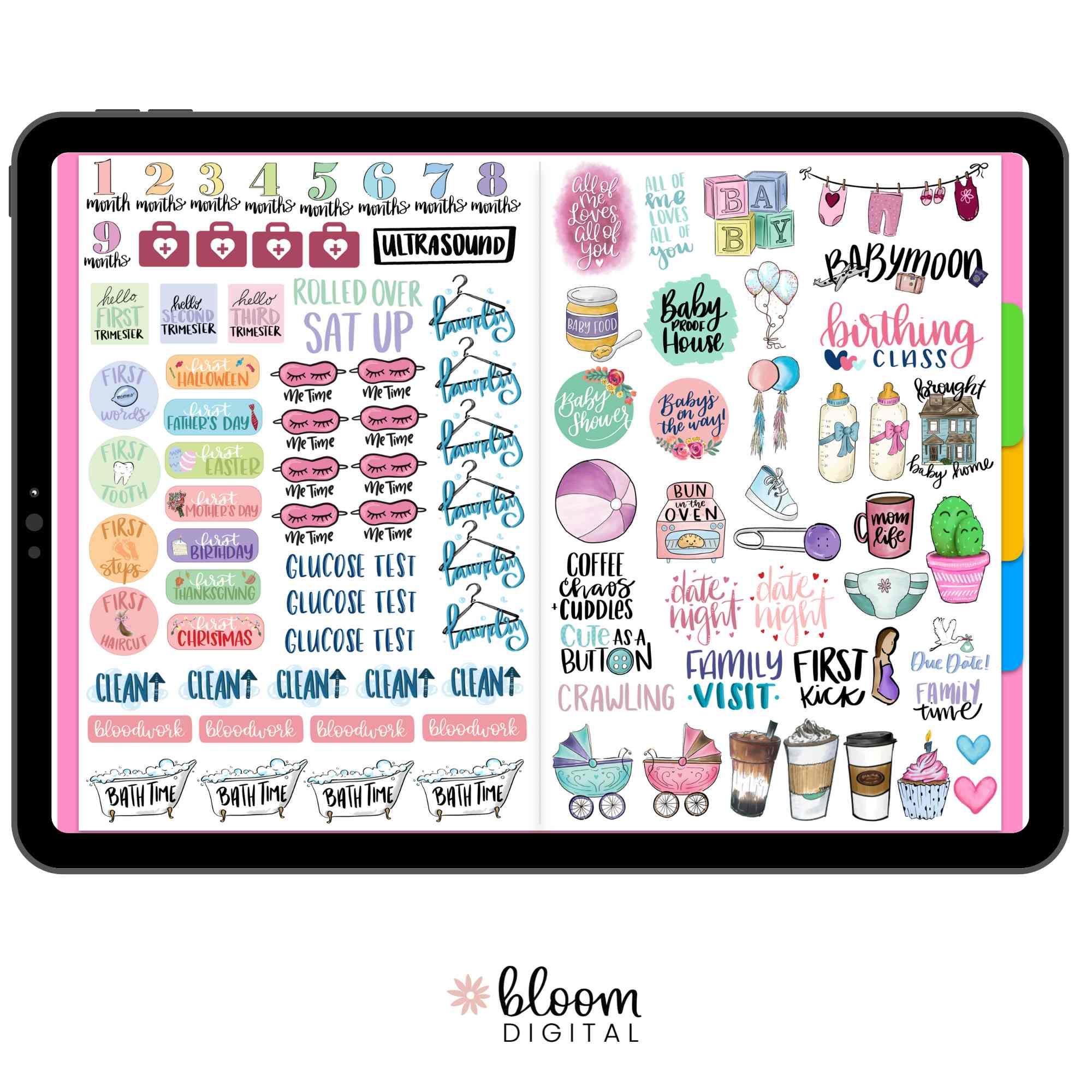 Digital Planner Stickers, Pregnancy & Baby V1 - Image 4