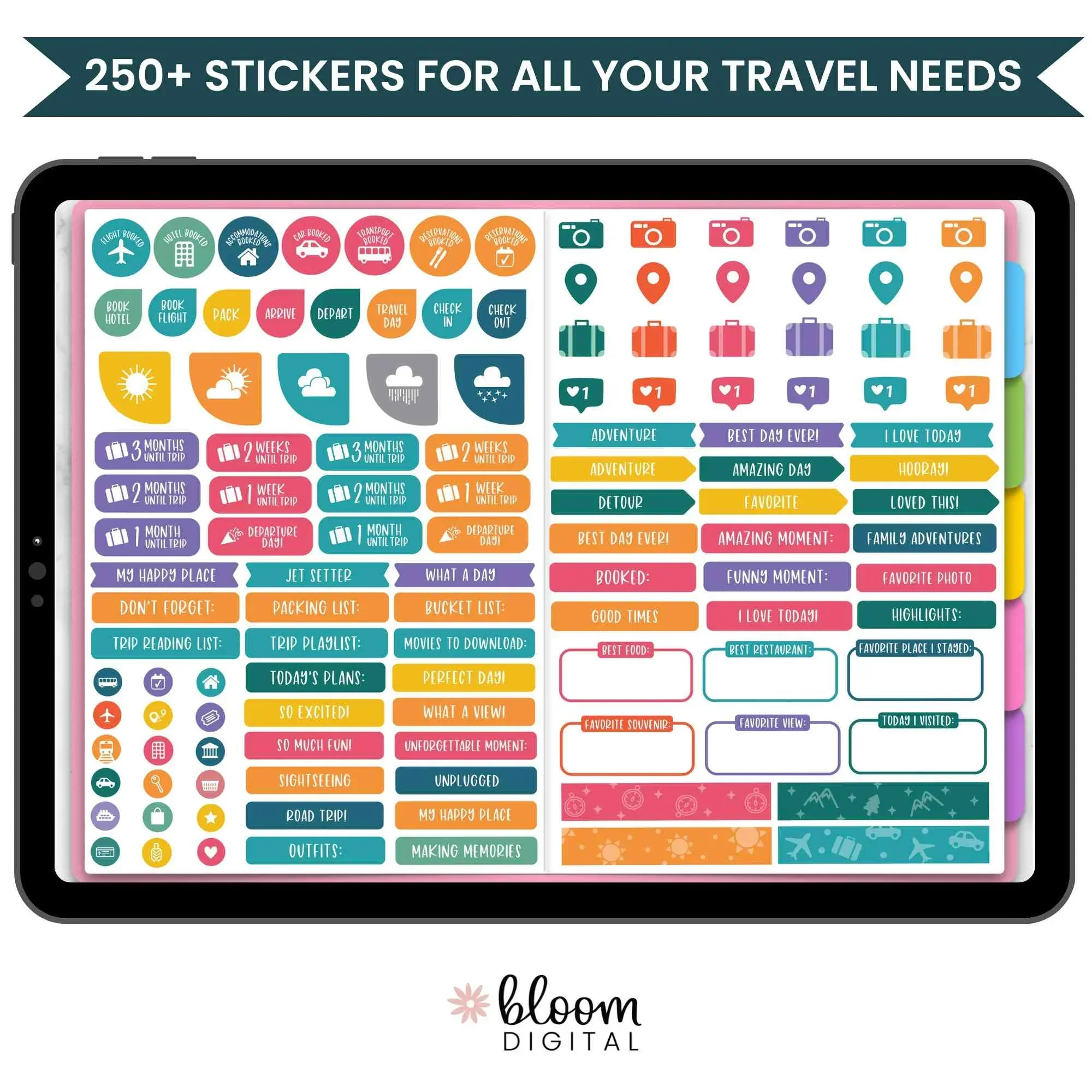 Digital Planner Stickers, Travel - Image 3