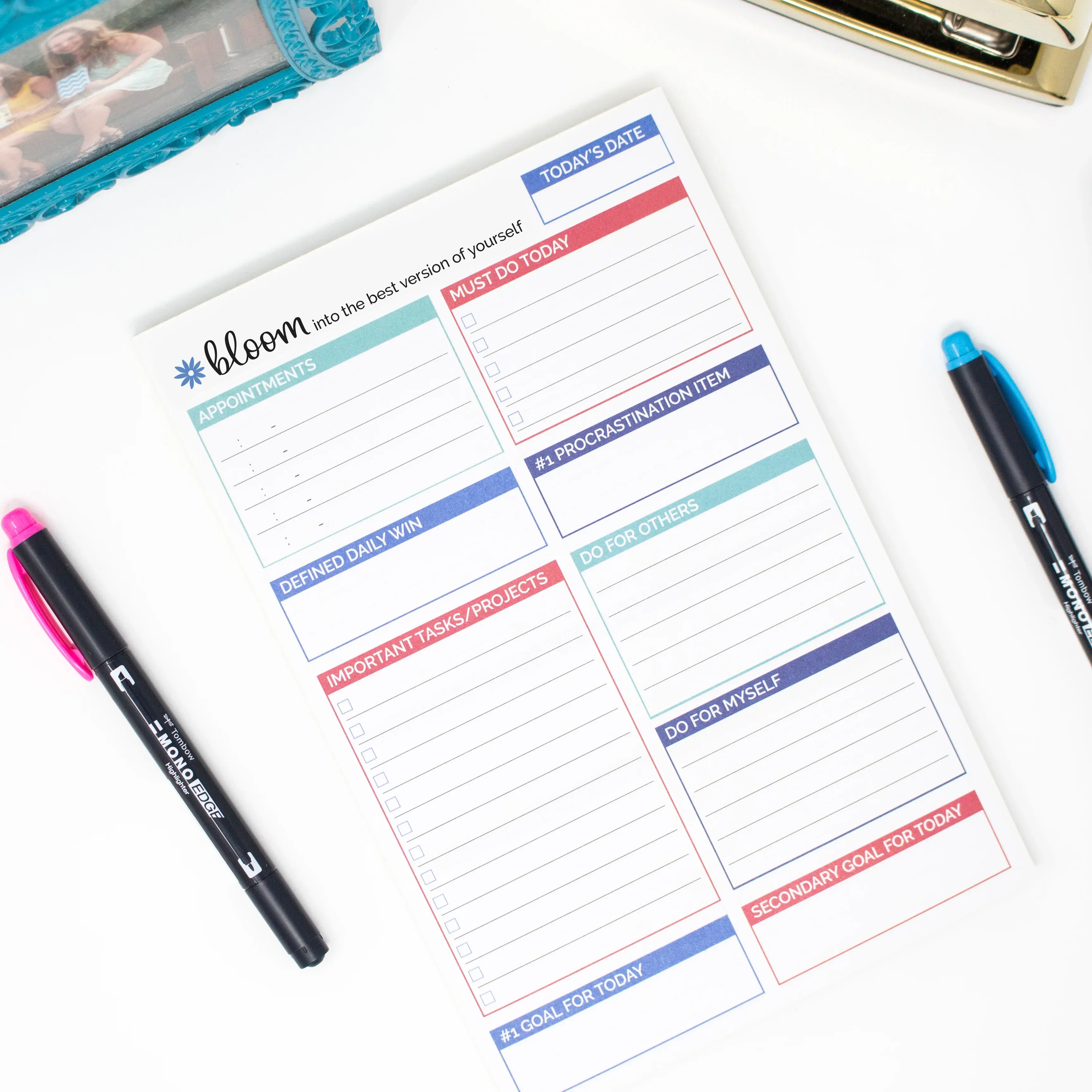 Planning Pad, 6" x 9", Double Sided Planning Pad, Teal - Image 4