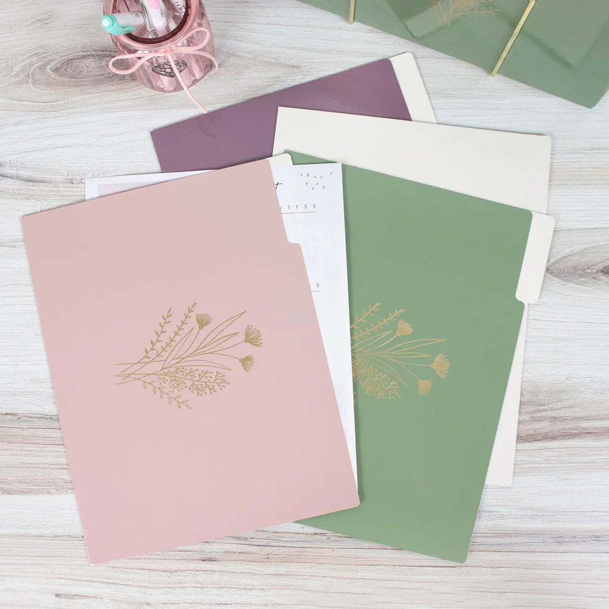 File Folder Set, 12-Pack | Gold Foil Florals - Image 11