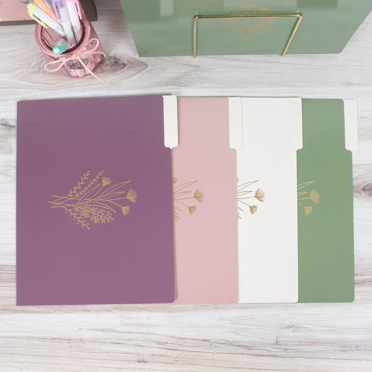 File Folder Set, 12-Pack | Gold Foil Florals - Image 12