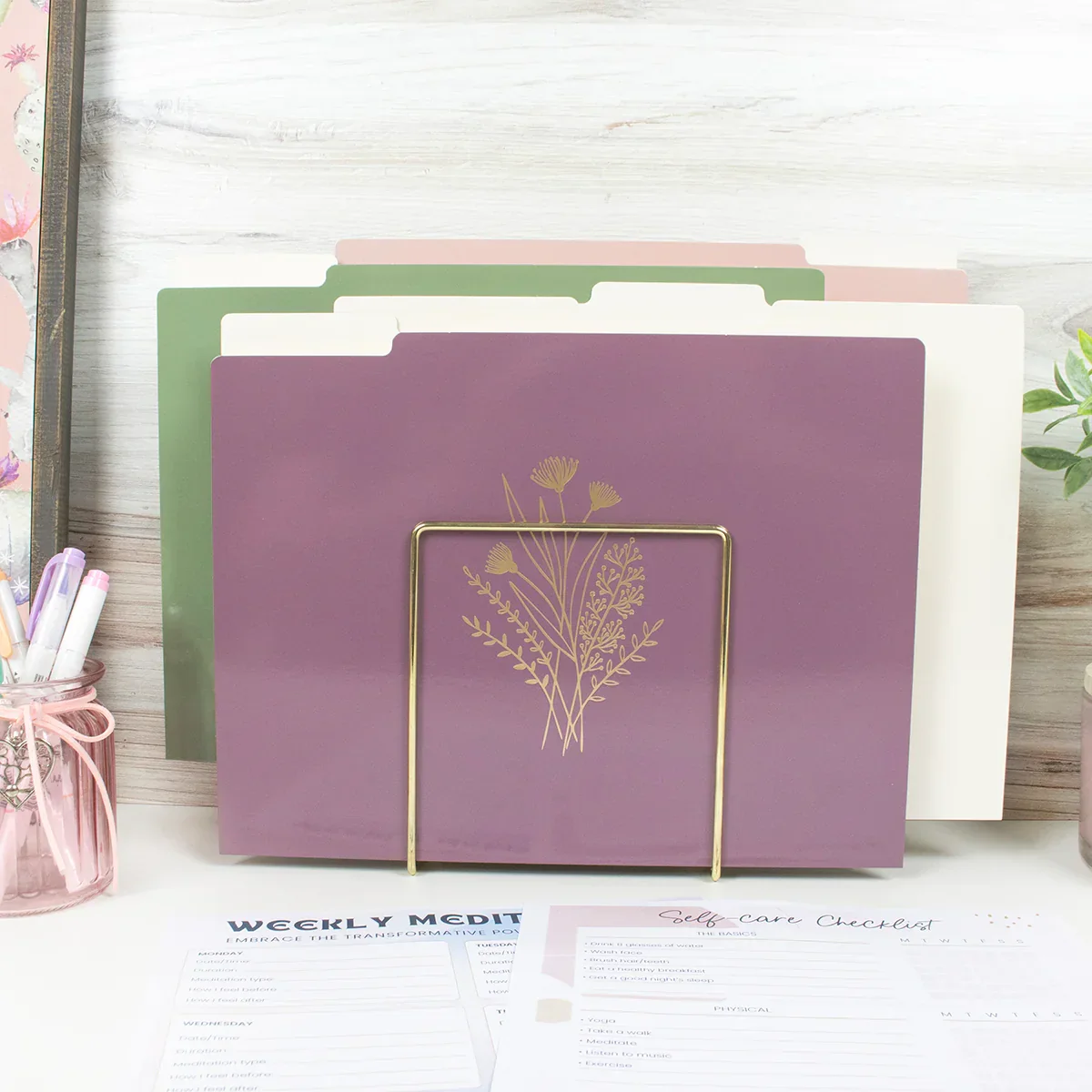 File Folder Set, 12-Pack | Gold Foil Florals - Image 15