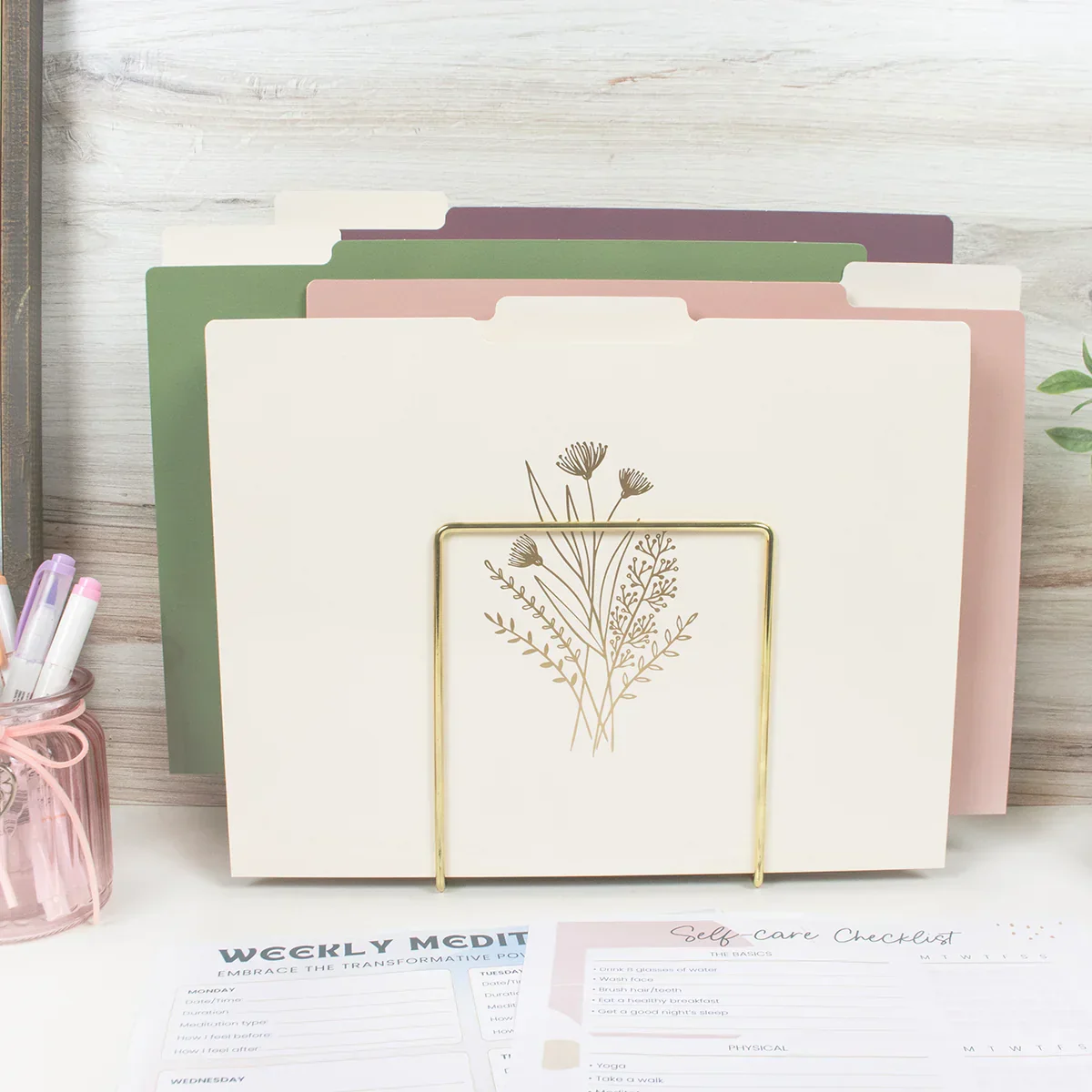 File Folder Set, 12-Pack | Gold Foil Florals - Image 16