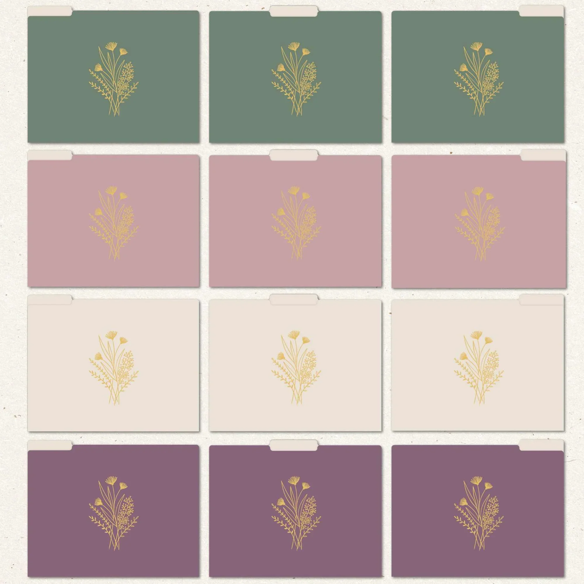 File Folder Set, 12-Pack | Gold Foil Florals - Image 4