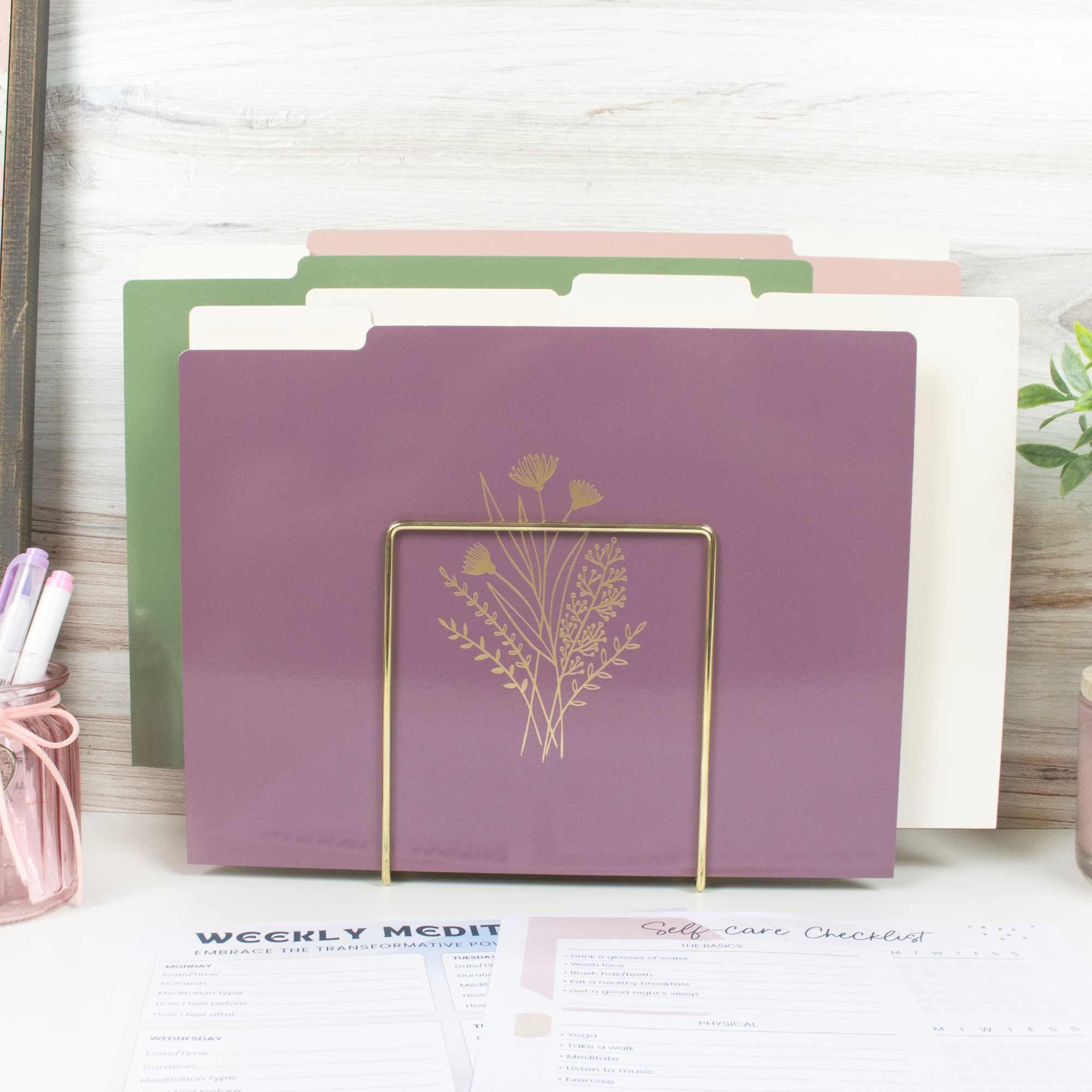 File Folder Set, 12-Pack | Gold Foil Florals - Image 8