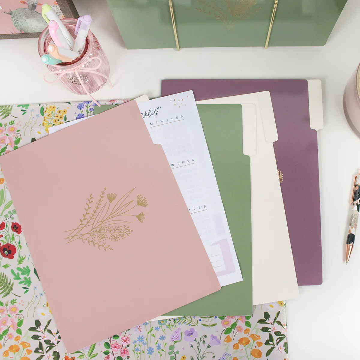 File Folder Set, 12-Pack | Gold Foil Florals - Image 9