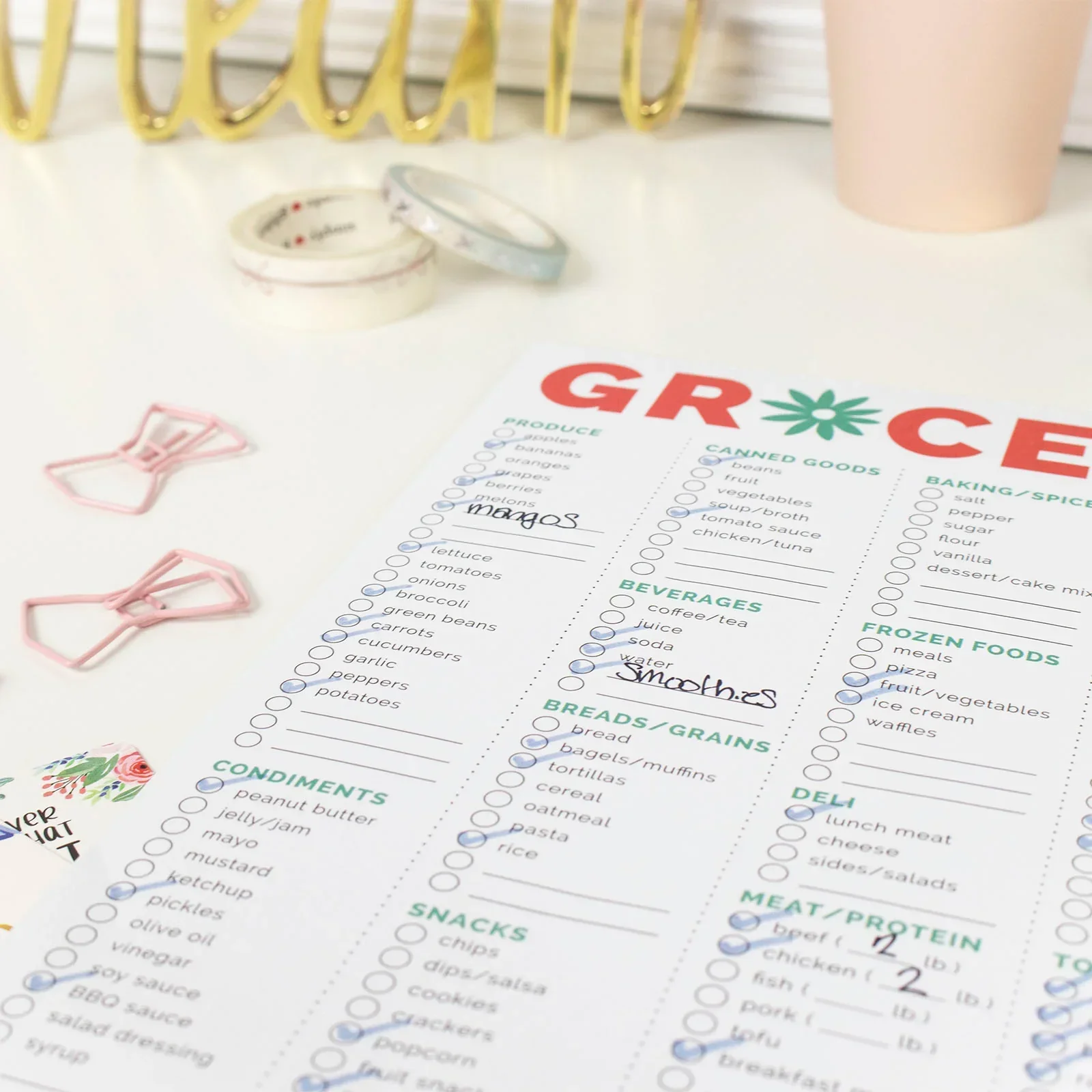 Planning Pad, 6" x 9", Grocery Pad with Magnets, Orange & Teal - Image 14