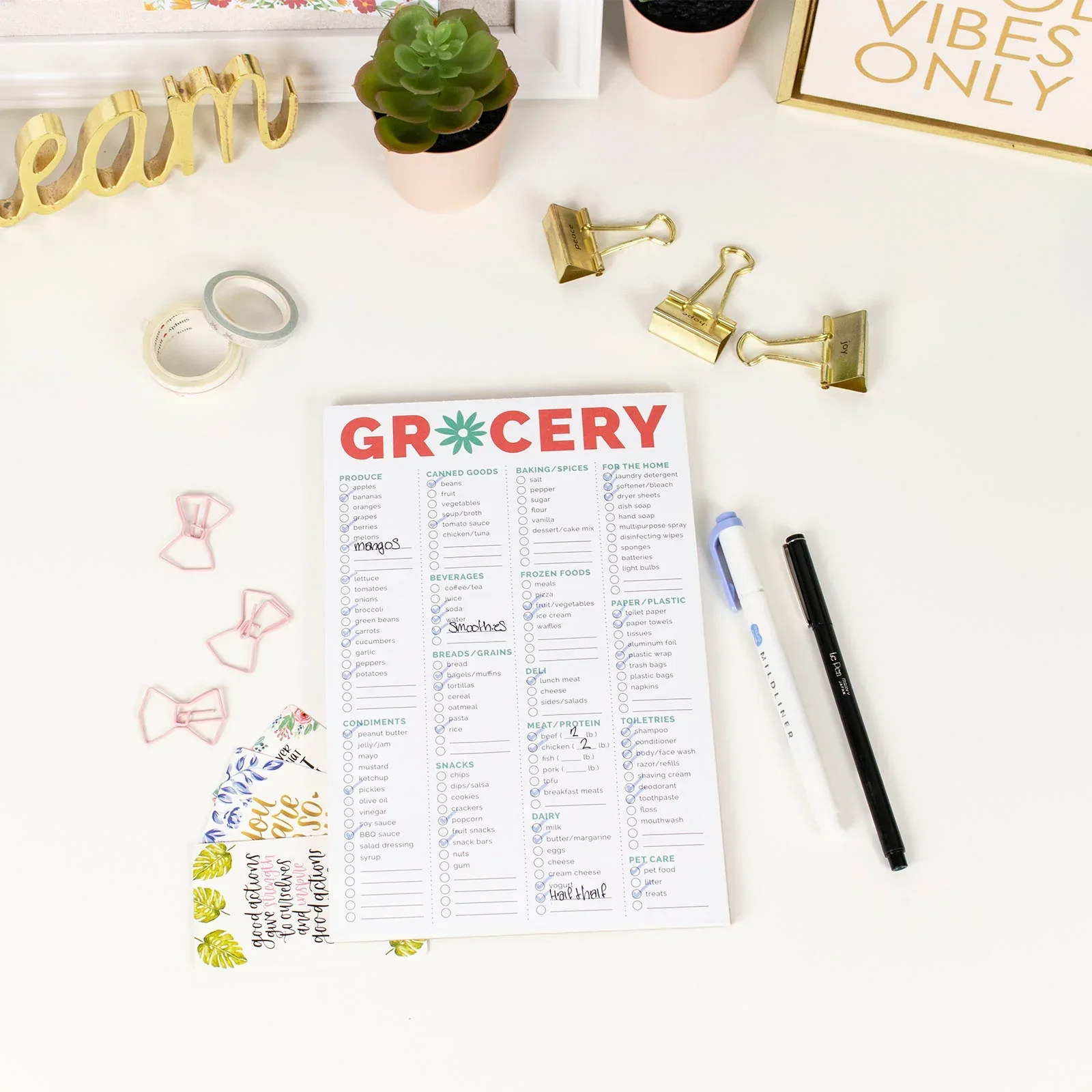 Planning Pad, 6" x 9", Grocery Pad with Magnets, Orange & Teal - Image 17