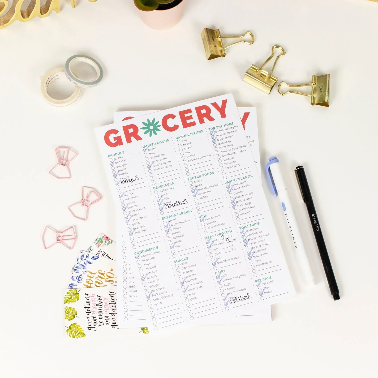 Planning Pad, 6" x 9", Grocery Pad with Magnets, Orange & Teal - Image 6