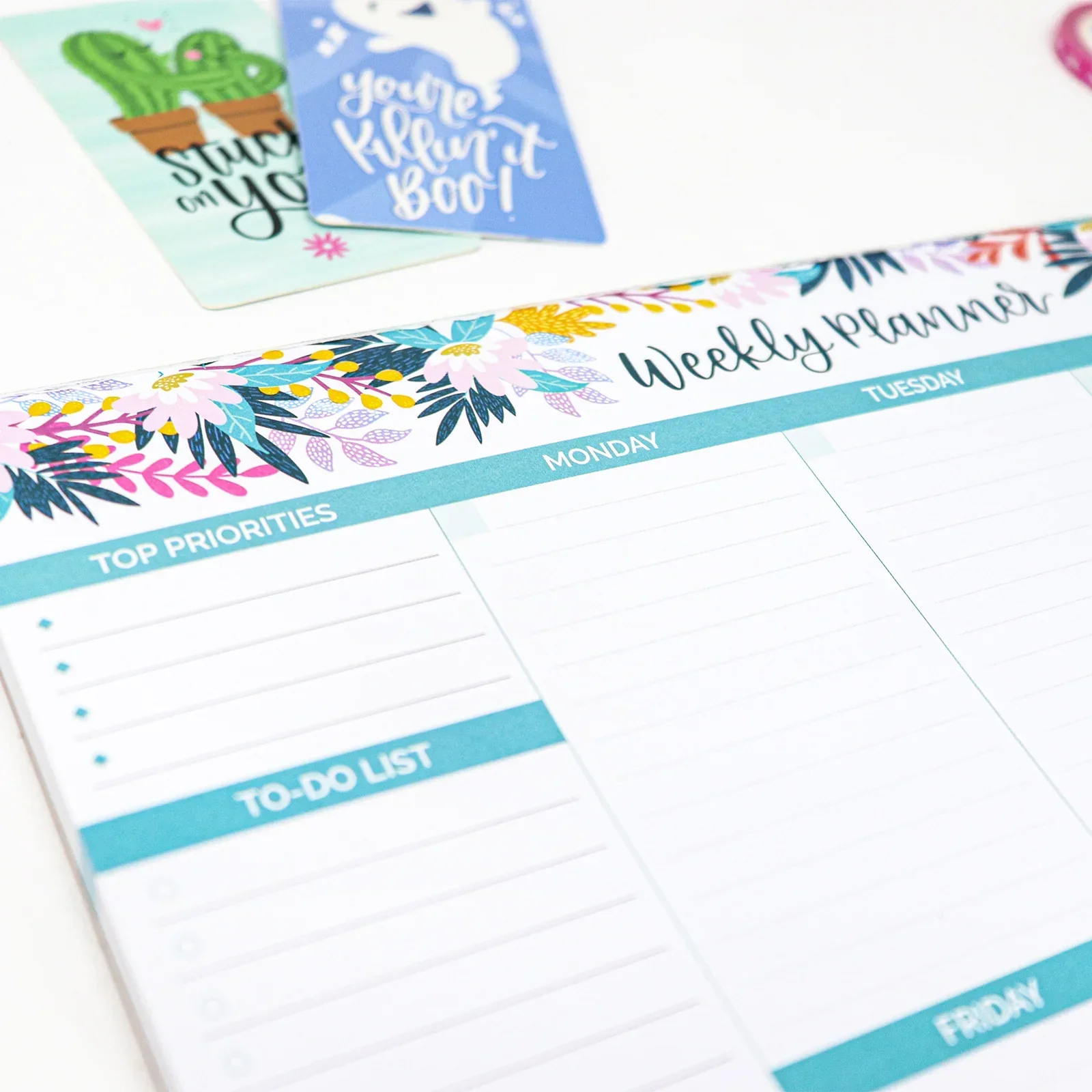 Planning Pad, 8.5" x 11", Horizontal Weekly Planner, Teal Floral - Image 11