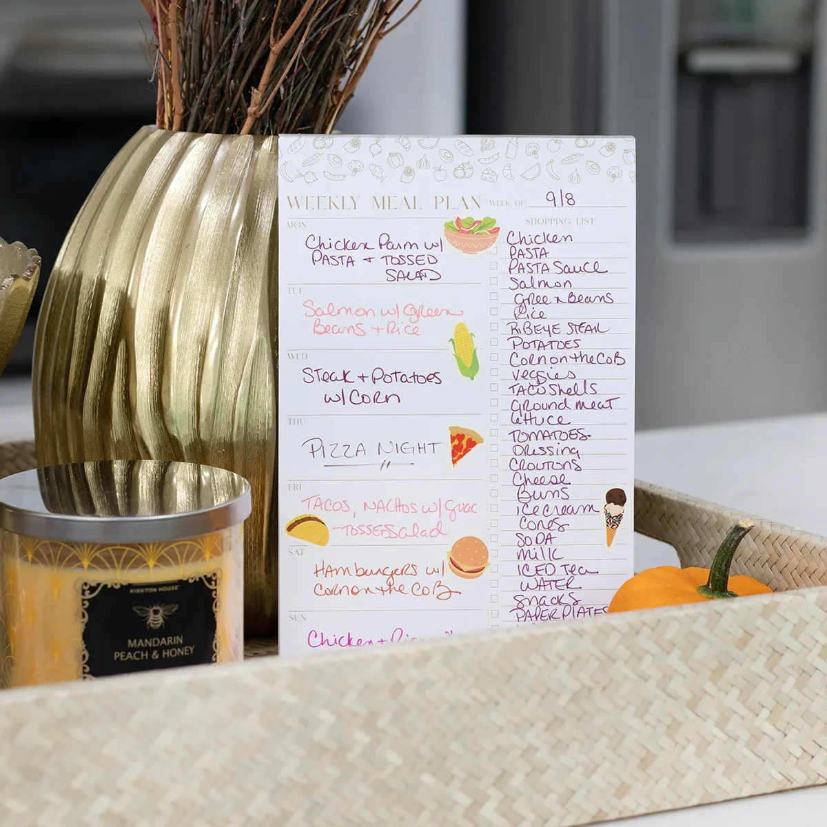 Planning Pad, 6" x 9" | Meal Planning Pad with Magnets | Modern Gold - Image 18