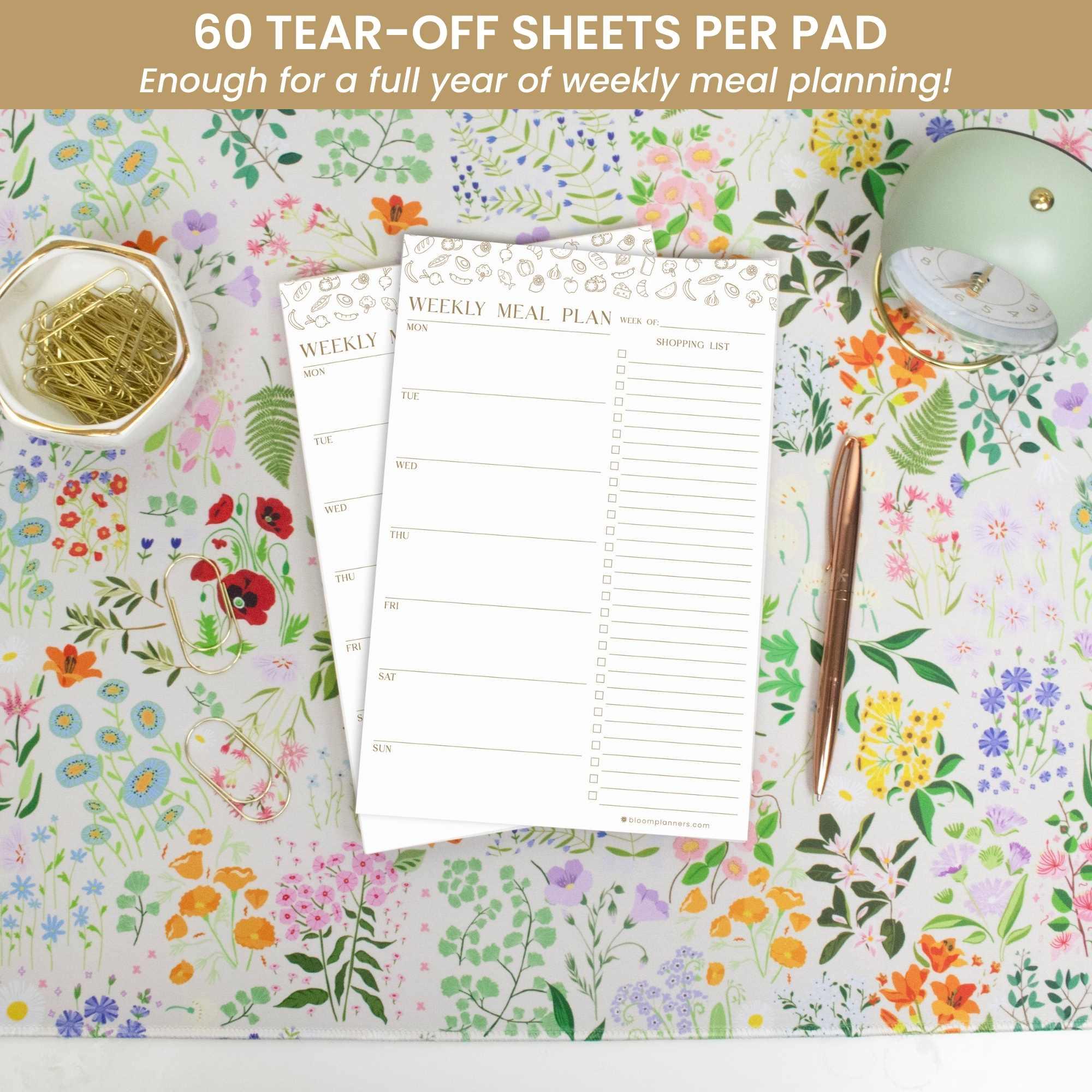 Planning Pad, 6" x 9" | Meal Planning Pad with Magnets | Modern Gold - Image 4