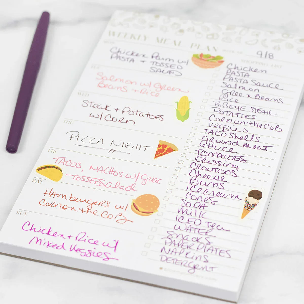 Planning Pad, 6" x 9" | Meal Planning Pad with Magnets | Modern Gold - Image 9