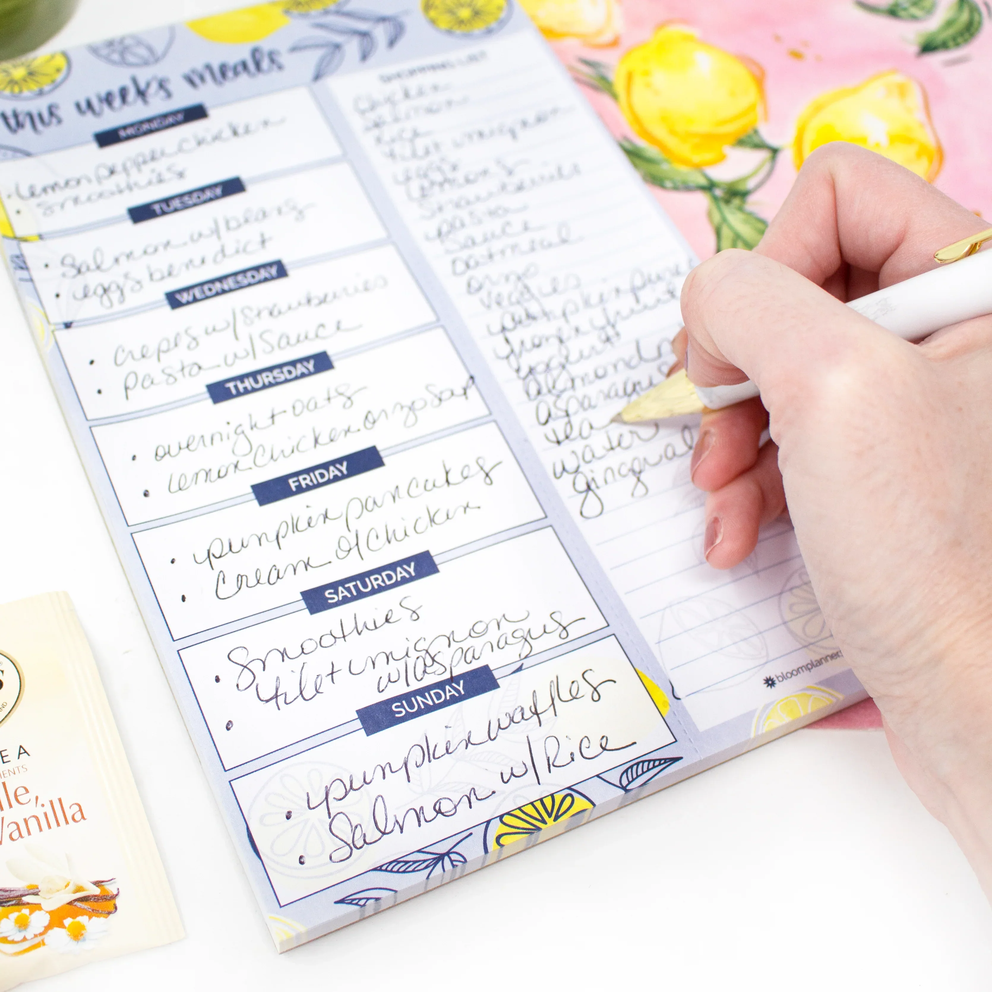 Planning Pad, 6" x 9", Meal Planning Pad with Magnets, Blue Lemons - Image 10