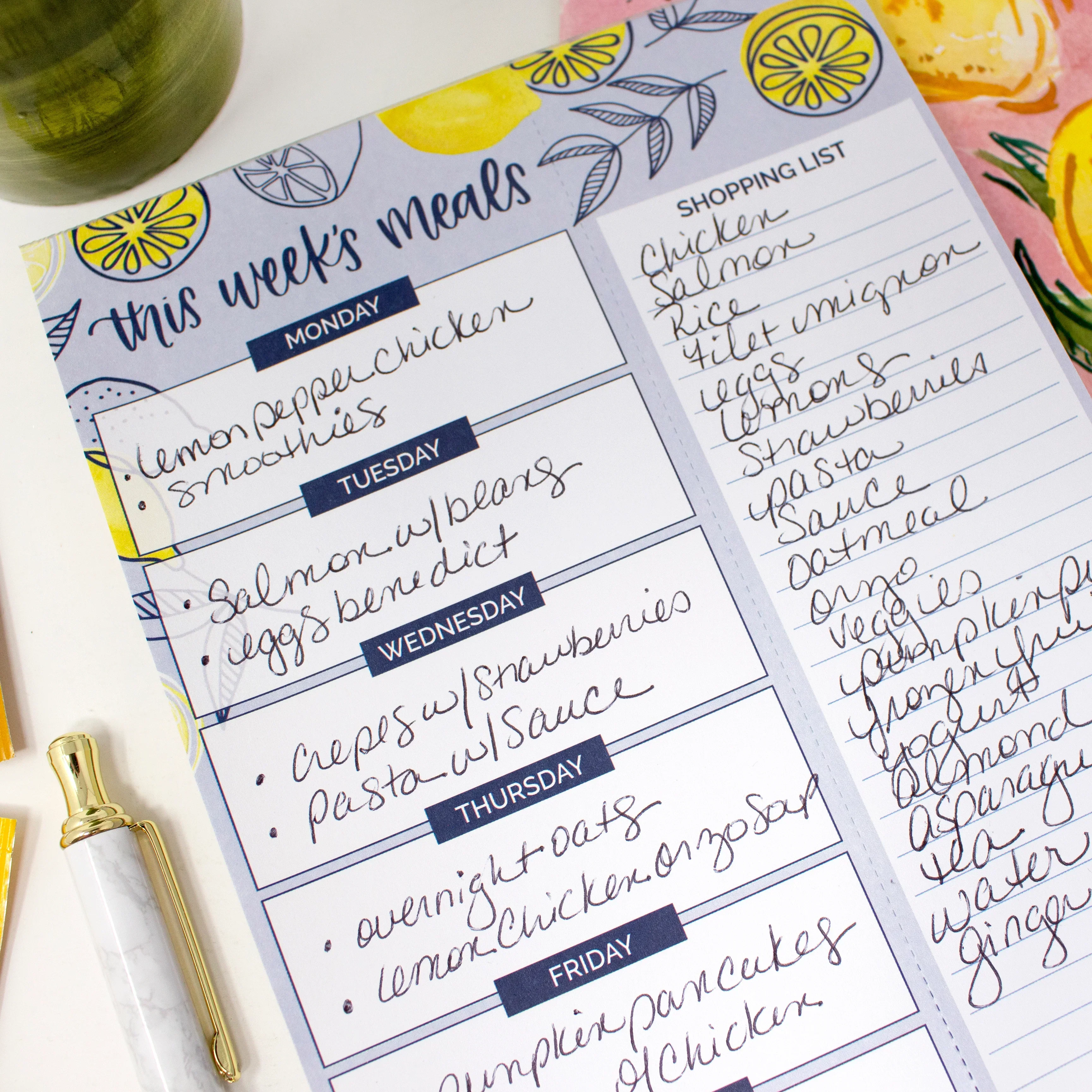 Planning Pad, 6" x 9", Meal Planning Pad with Magnets, Blue Lemons - Image 12