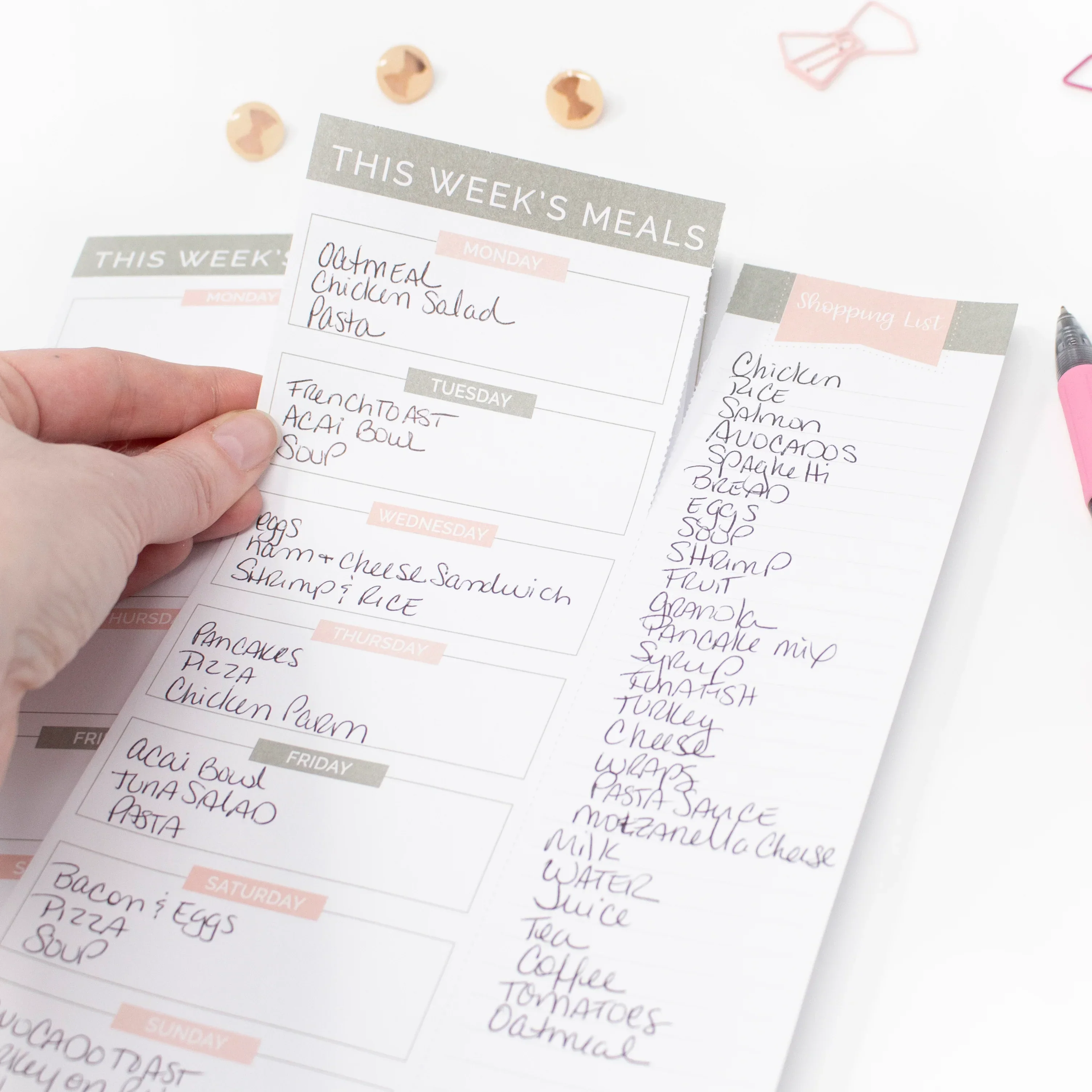 Planning Pad, 6" x 9", Meal Planning Pad with Magnets, Pink & Grey - Image 14