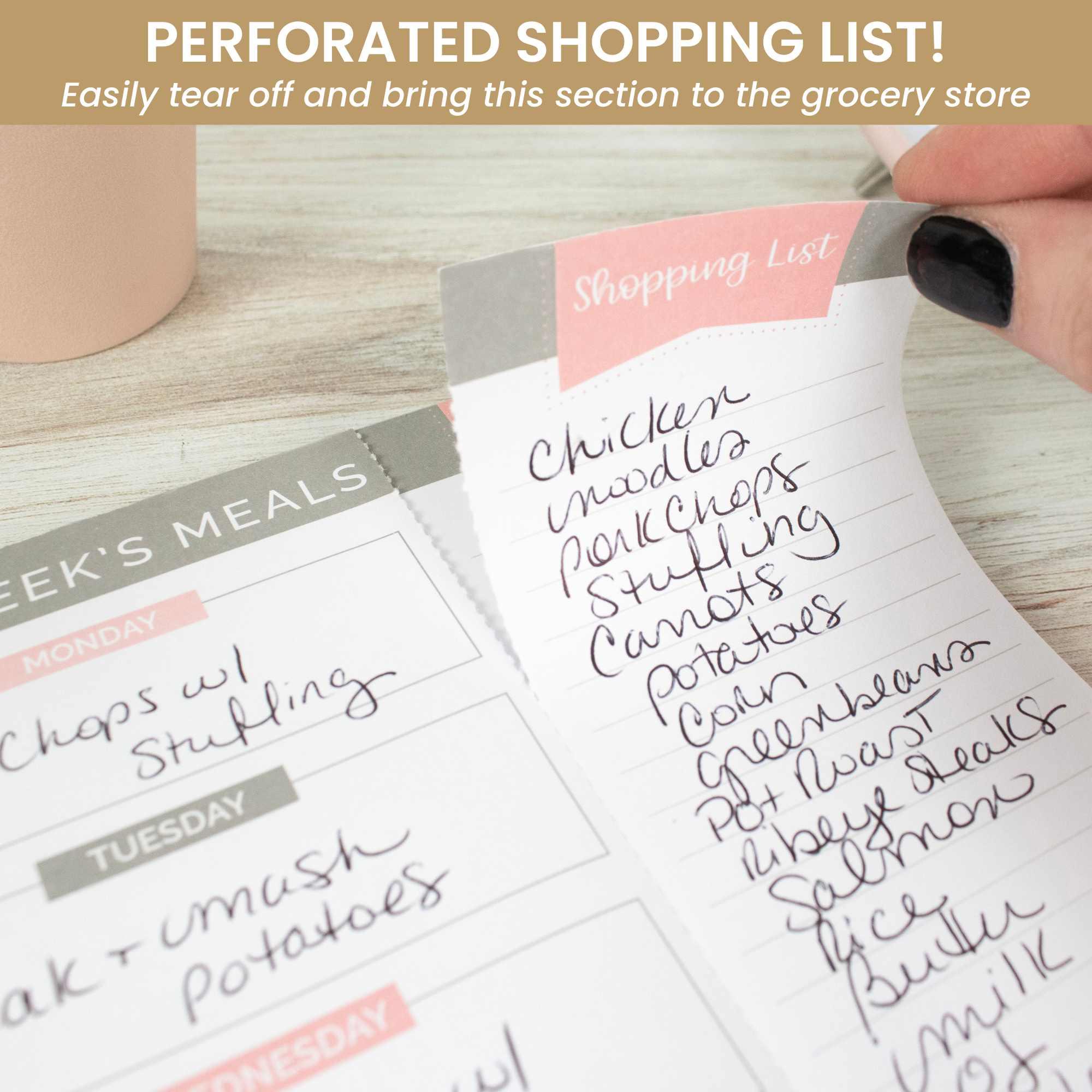 Planning Pad, 6" x 9", Meal Planning Pad with Magnets, Pink & Grey - Image 5