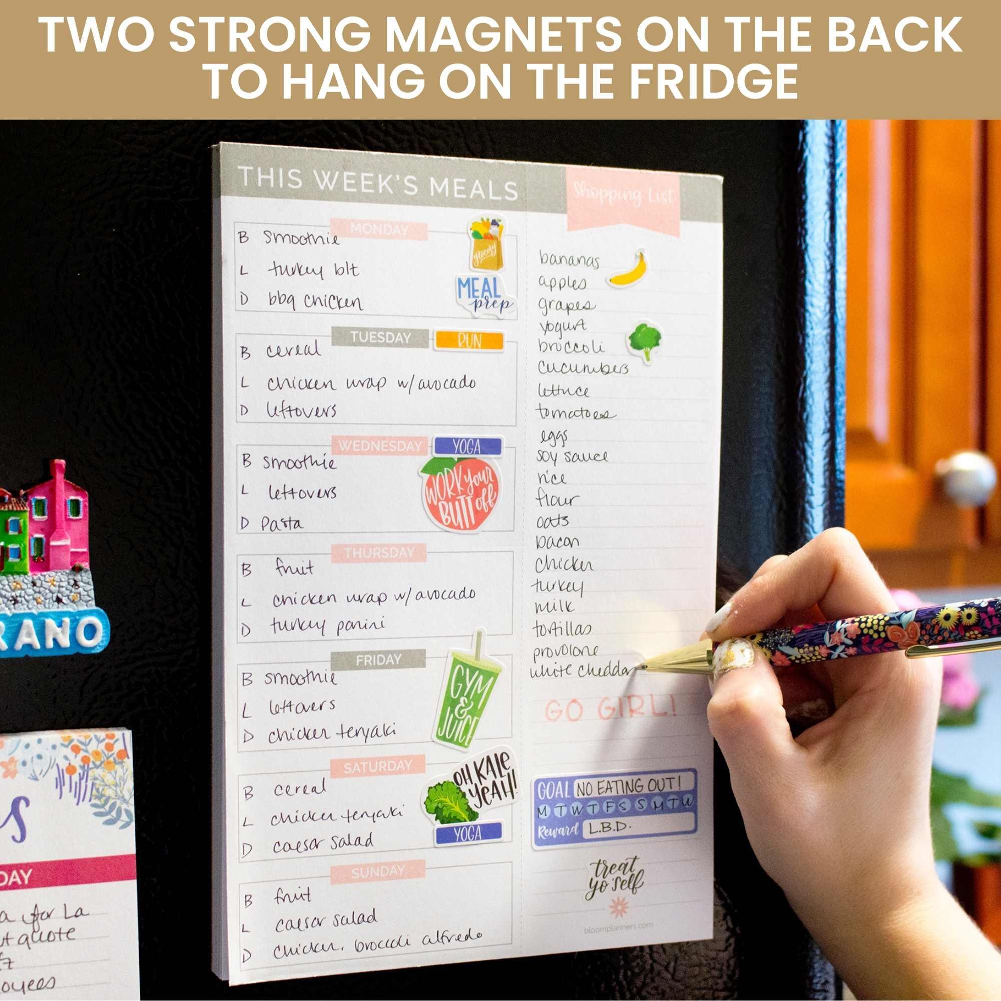 Planning Pad, 6" x 9", Meal Planning Pad with Magnets, Pink & Grey - Image 7