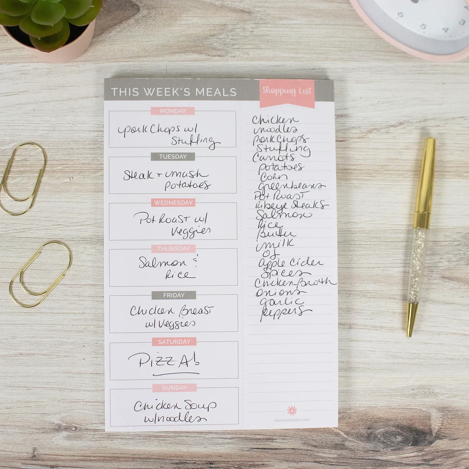 Planning Pad, 6" x 9", Meal Planning Pad with Magnets, Pink & Grey - Image 9