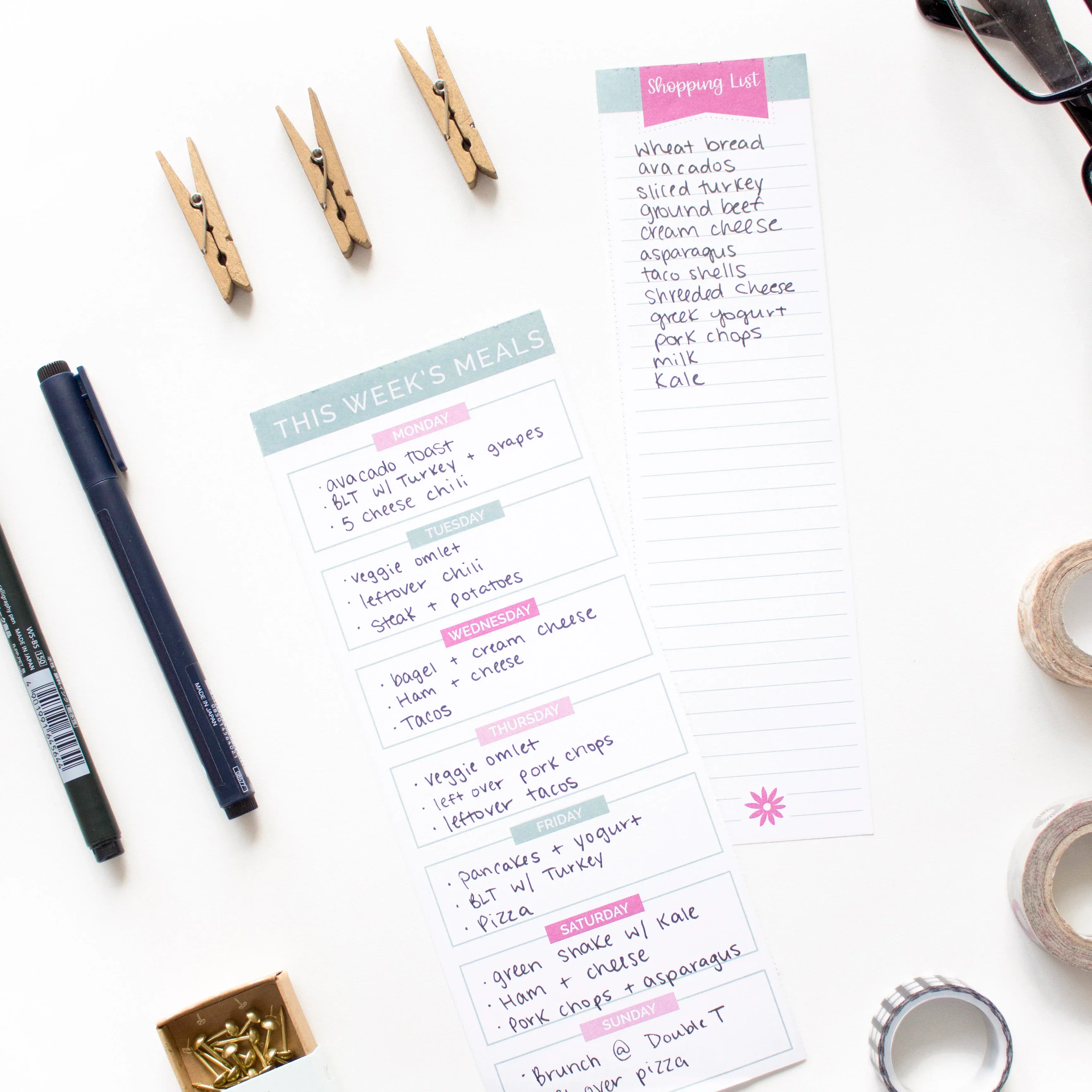 Planning Pad, 6" x 9", Meal Planning Pad with Magnets, Pink & Teal - Image 11