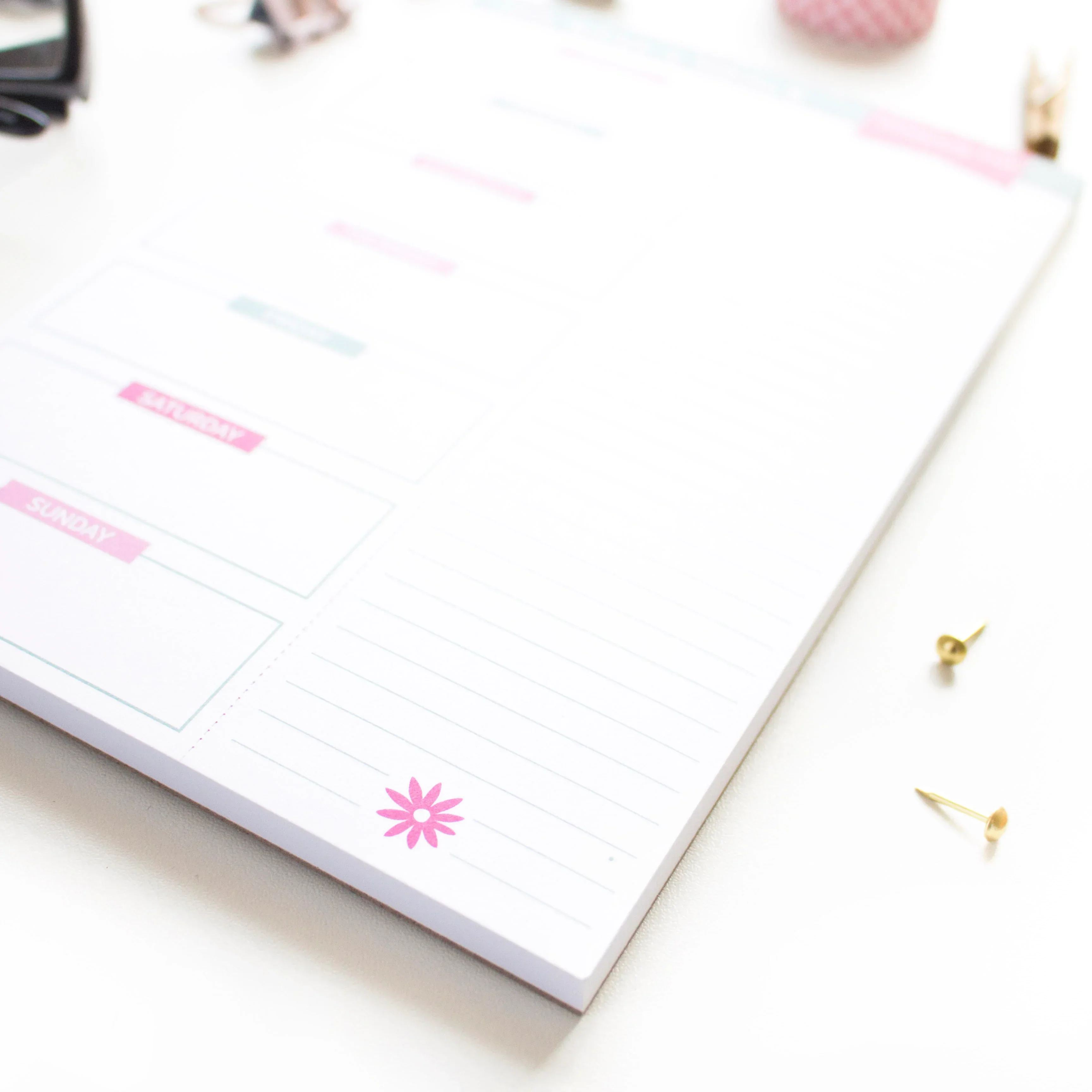 Planning Pad, 6" x 9", Meal Planning Pad with Magnets, Pink & Teal - Image 13