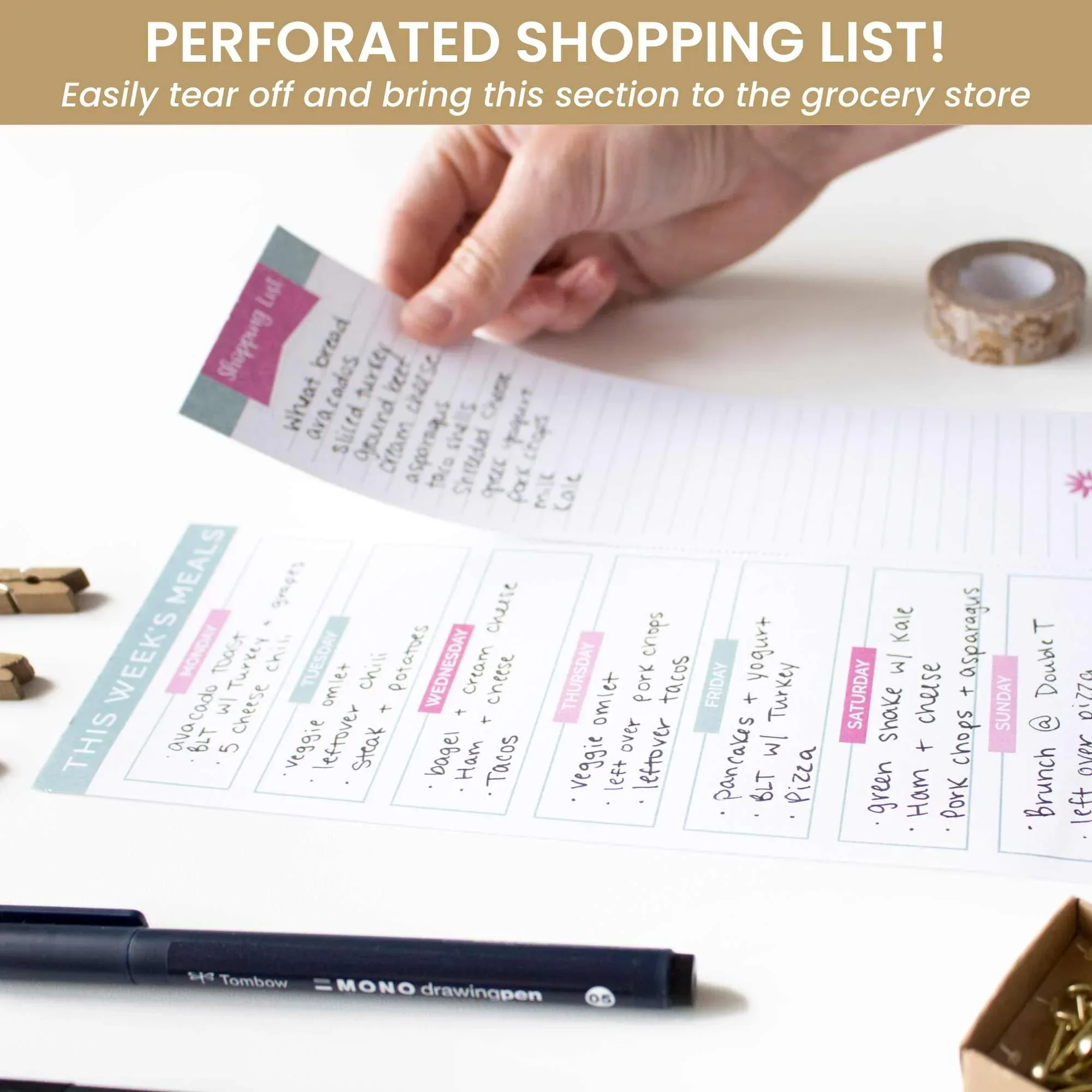 Planning Pad, 6" x 9", Meal Planning Pad with Magnets, Pink & Teal - Image 5