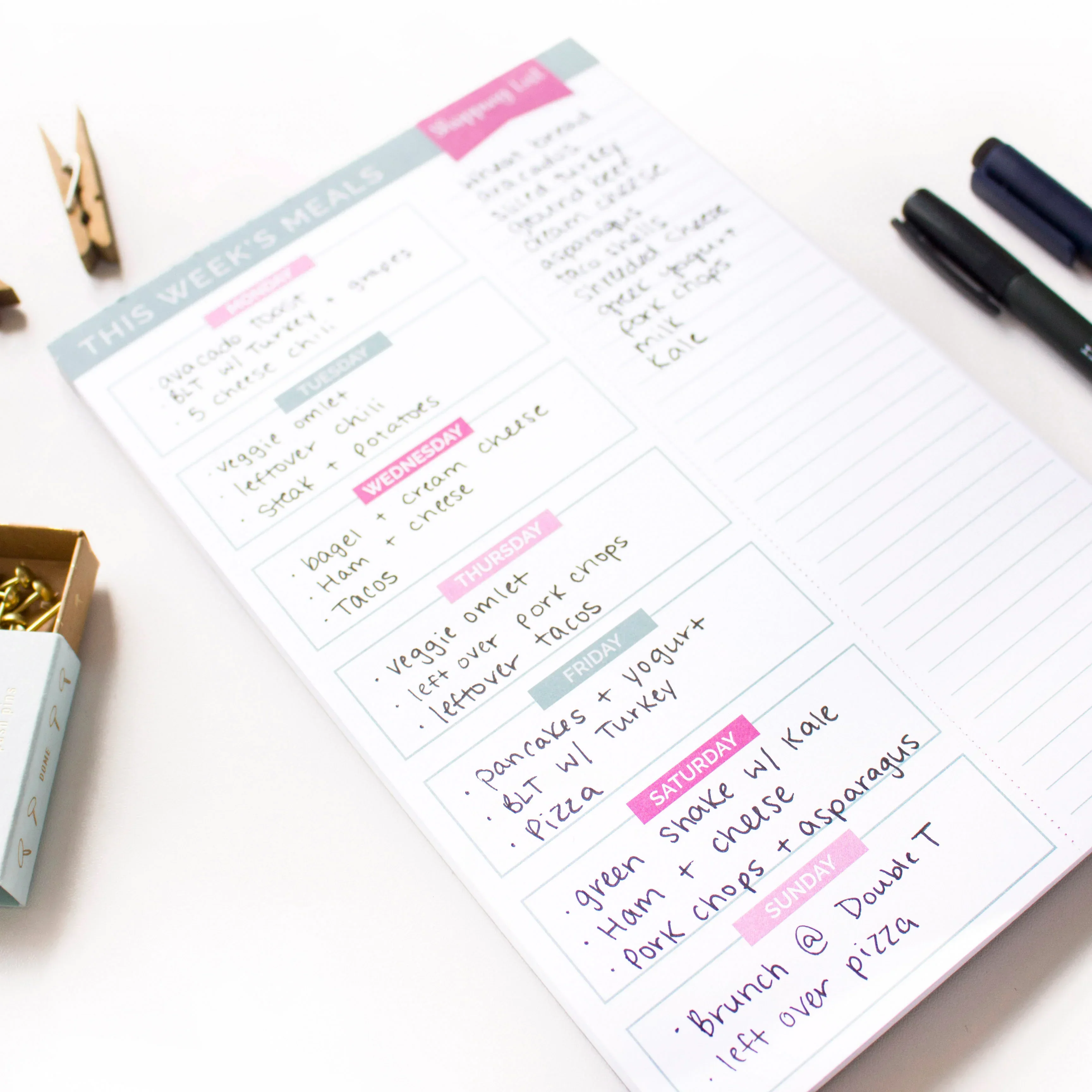 Planning Pad, 6" x 9", Meal Planning Pad with Magnets, Pink & Teal - Image 9